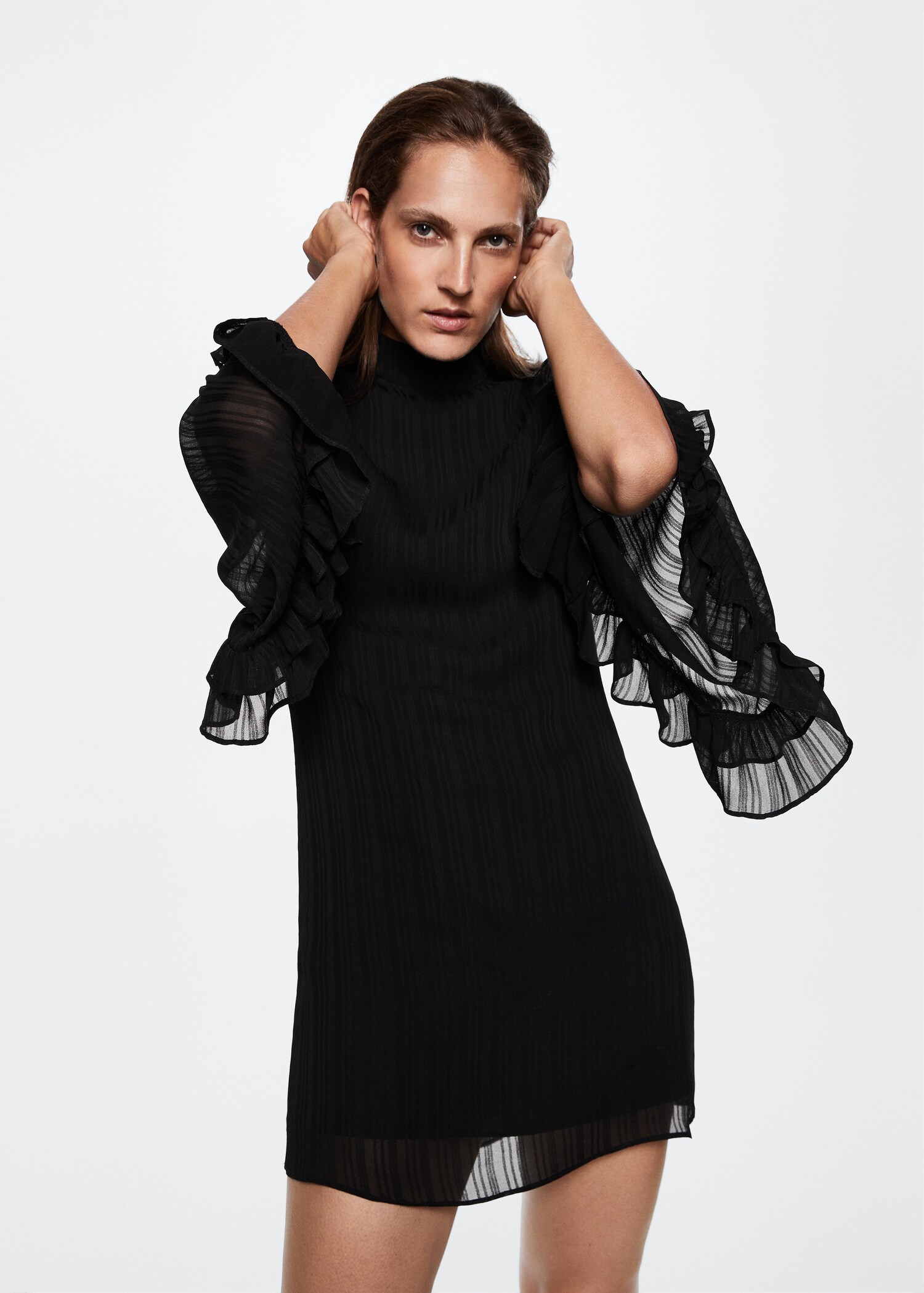 Ruffled sleeve dress