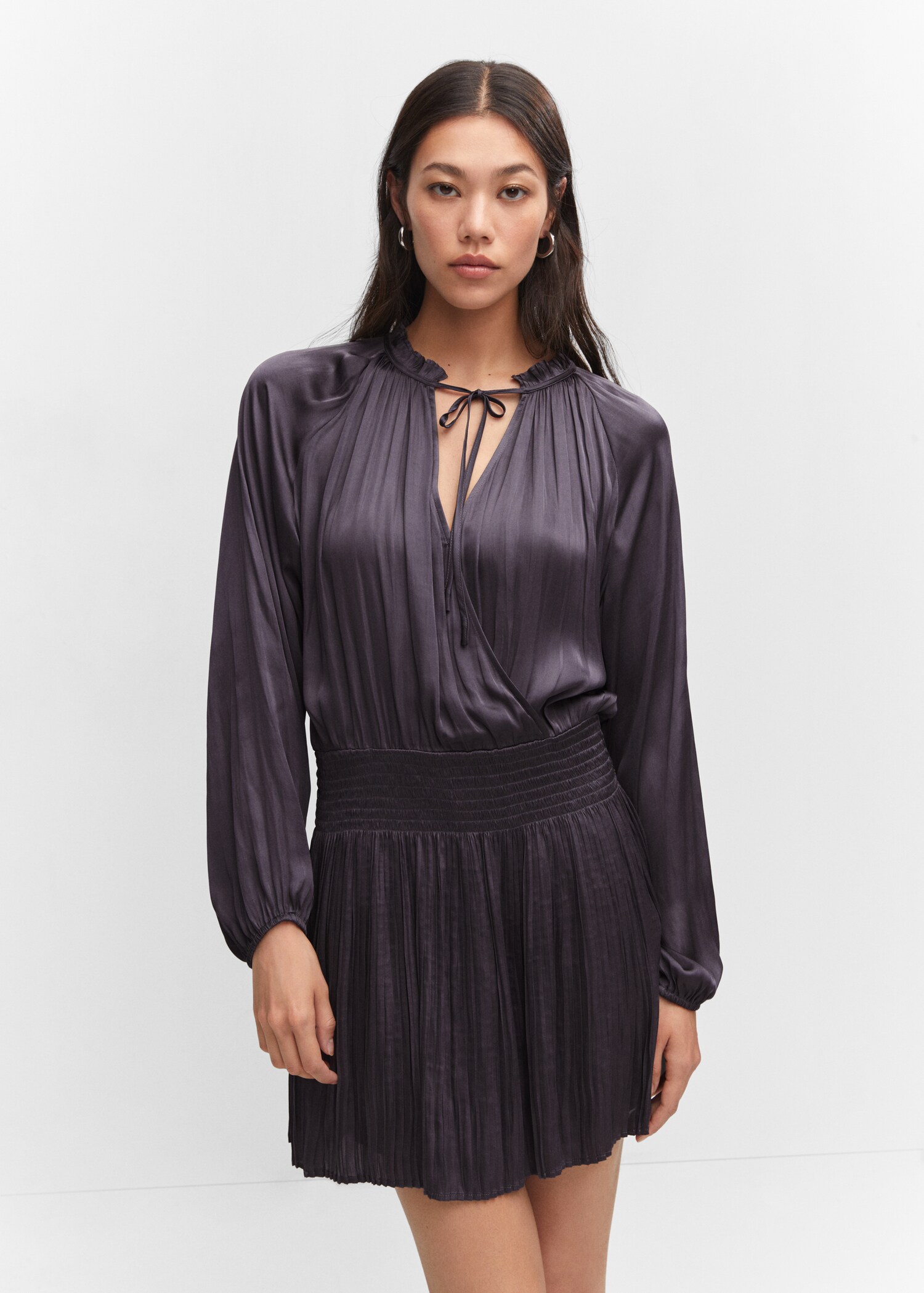 Pleated satin dress