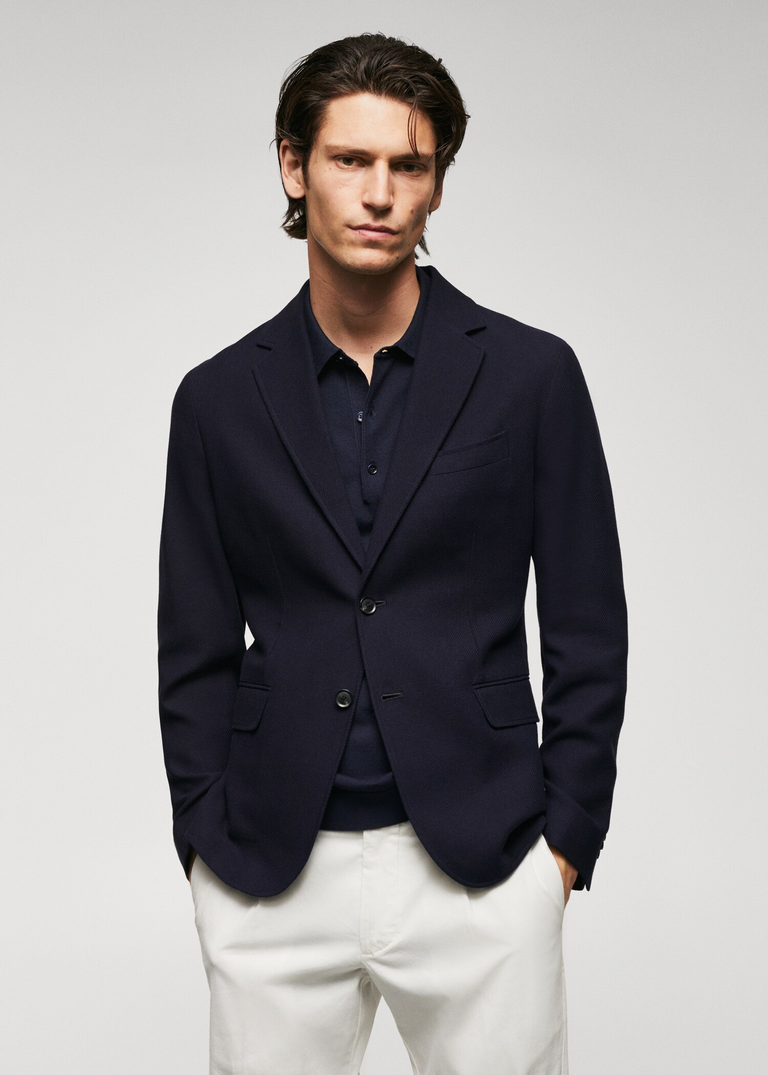 Structured slim fit cotton blazer