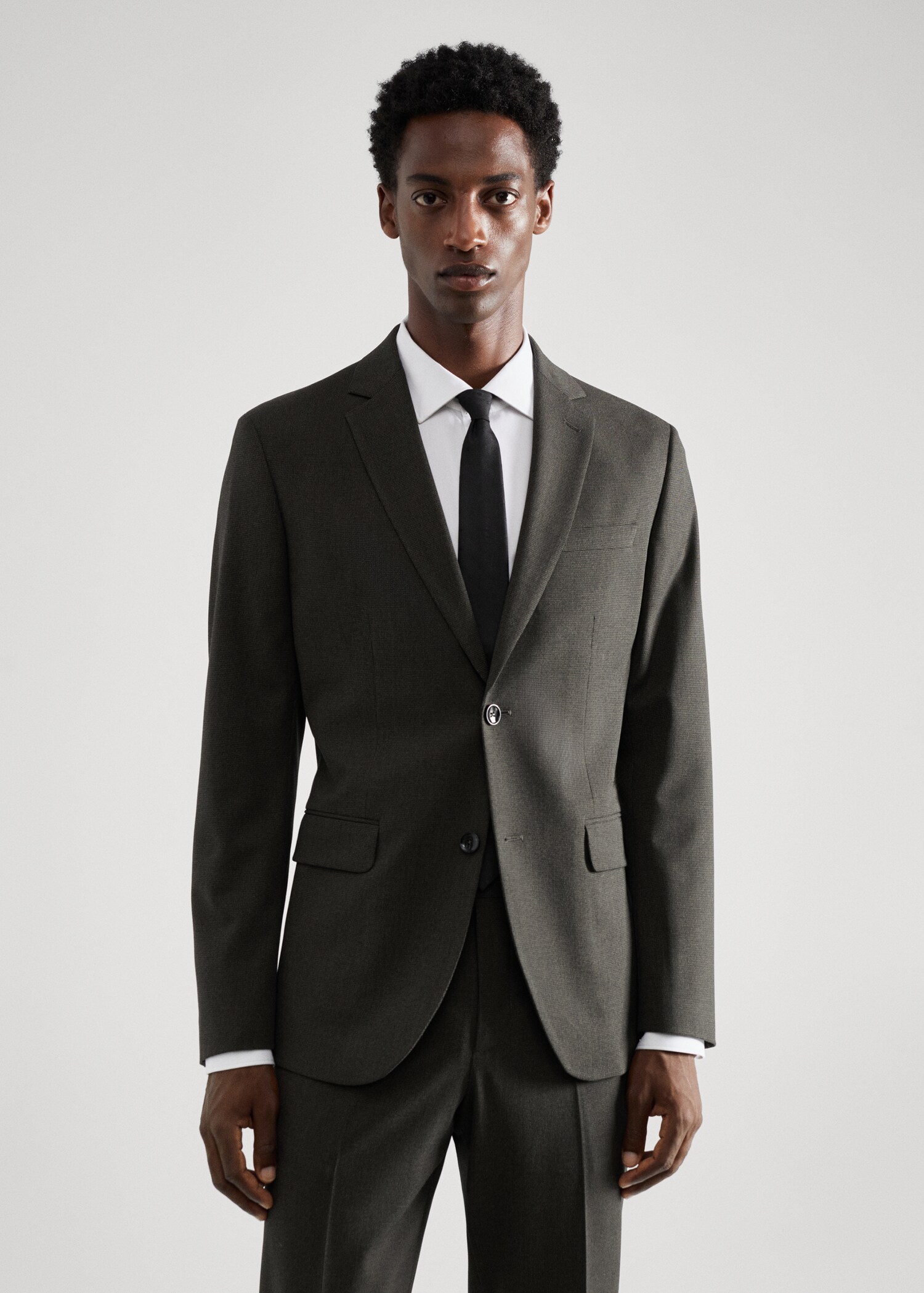 Stretch fabric slim-fit printed suit jacket