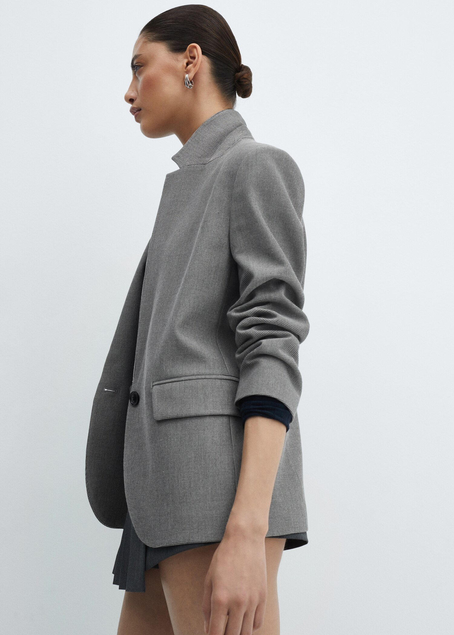 Lapels Houndstooth suit blazer