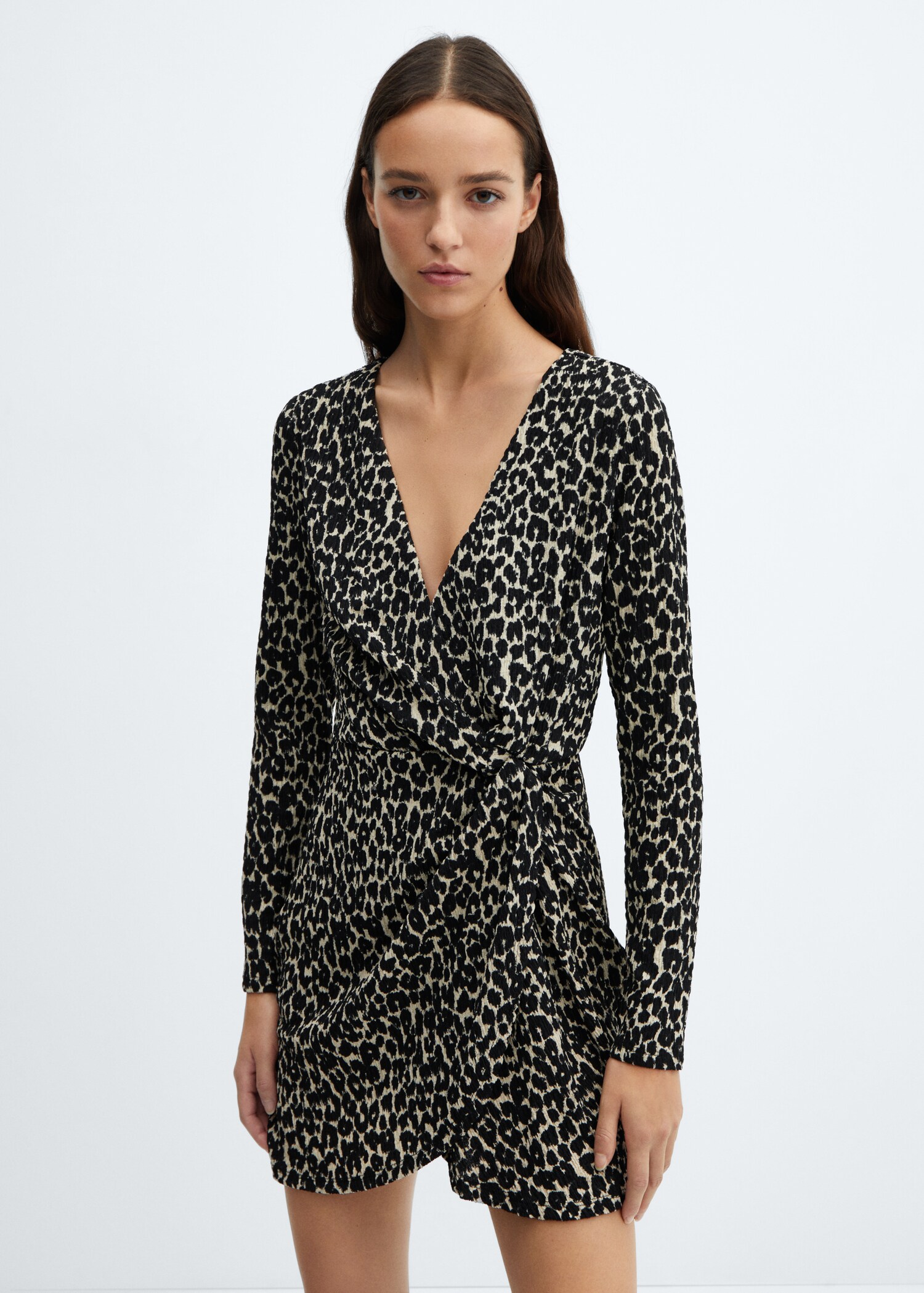 Animal-print textured dress