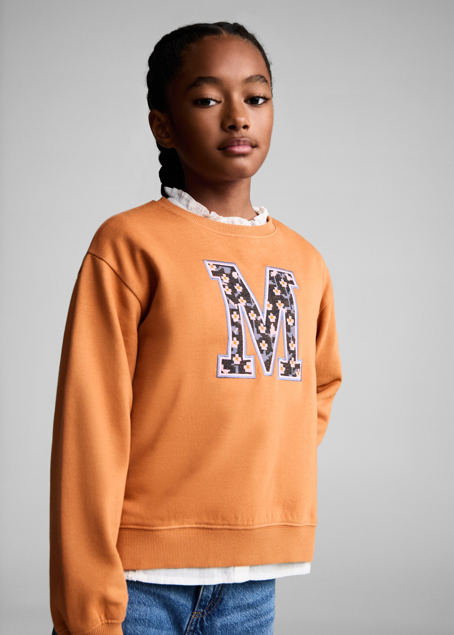 Embroidered detail cotton sweatshirt