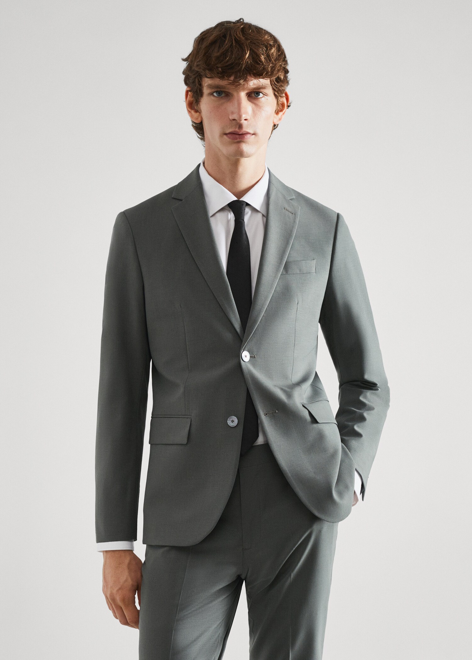 Slim-fit wool suit blazer