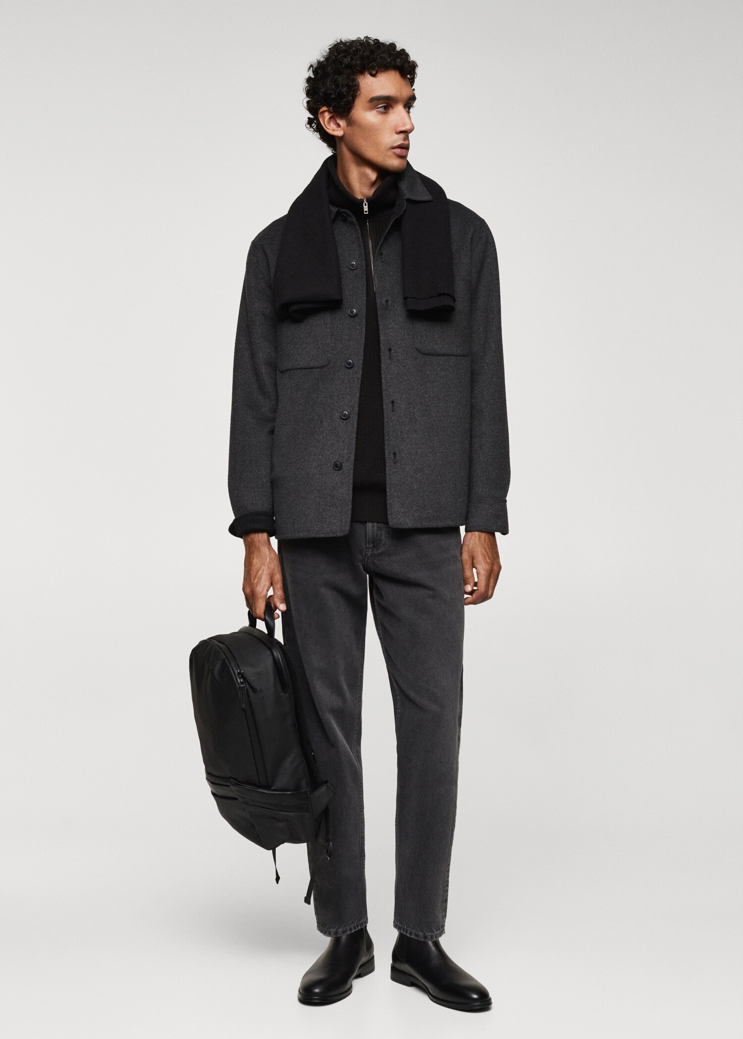 Backpack with leather-effect details