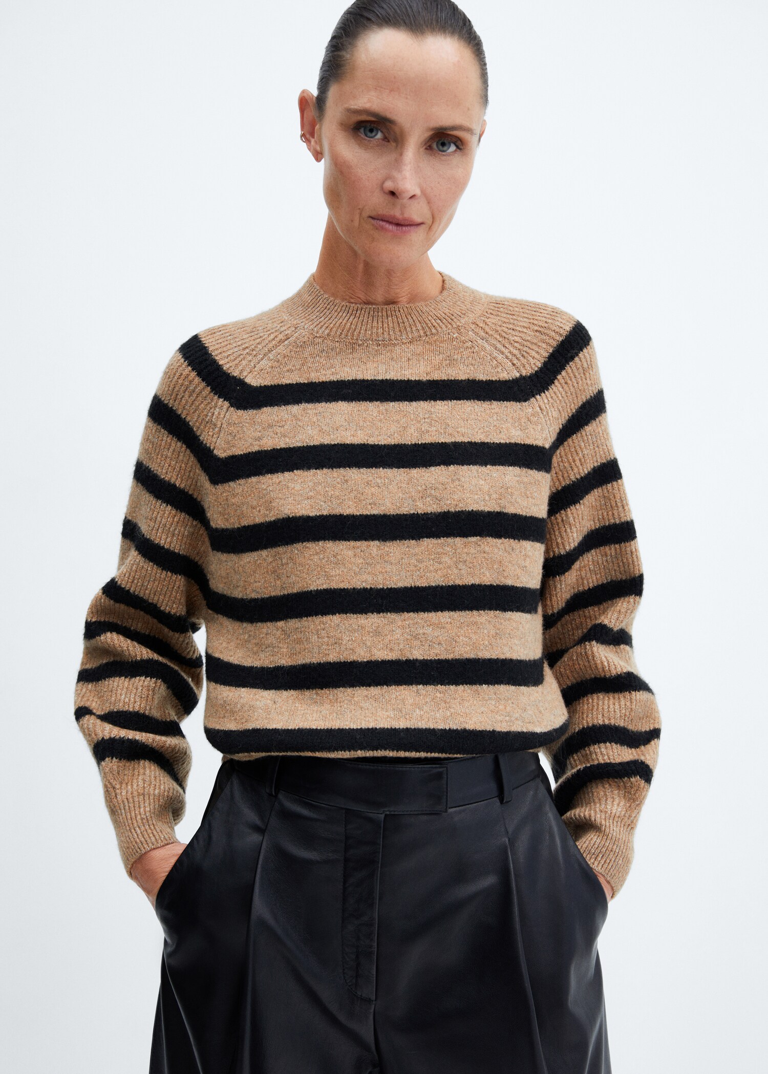 Round-neck striped sweater