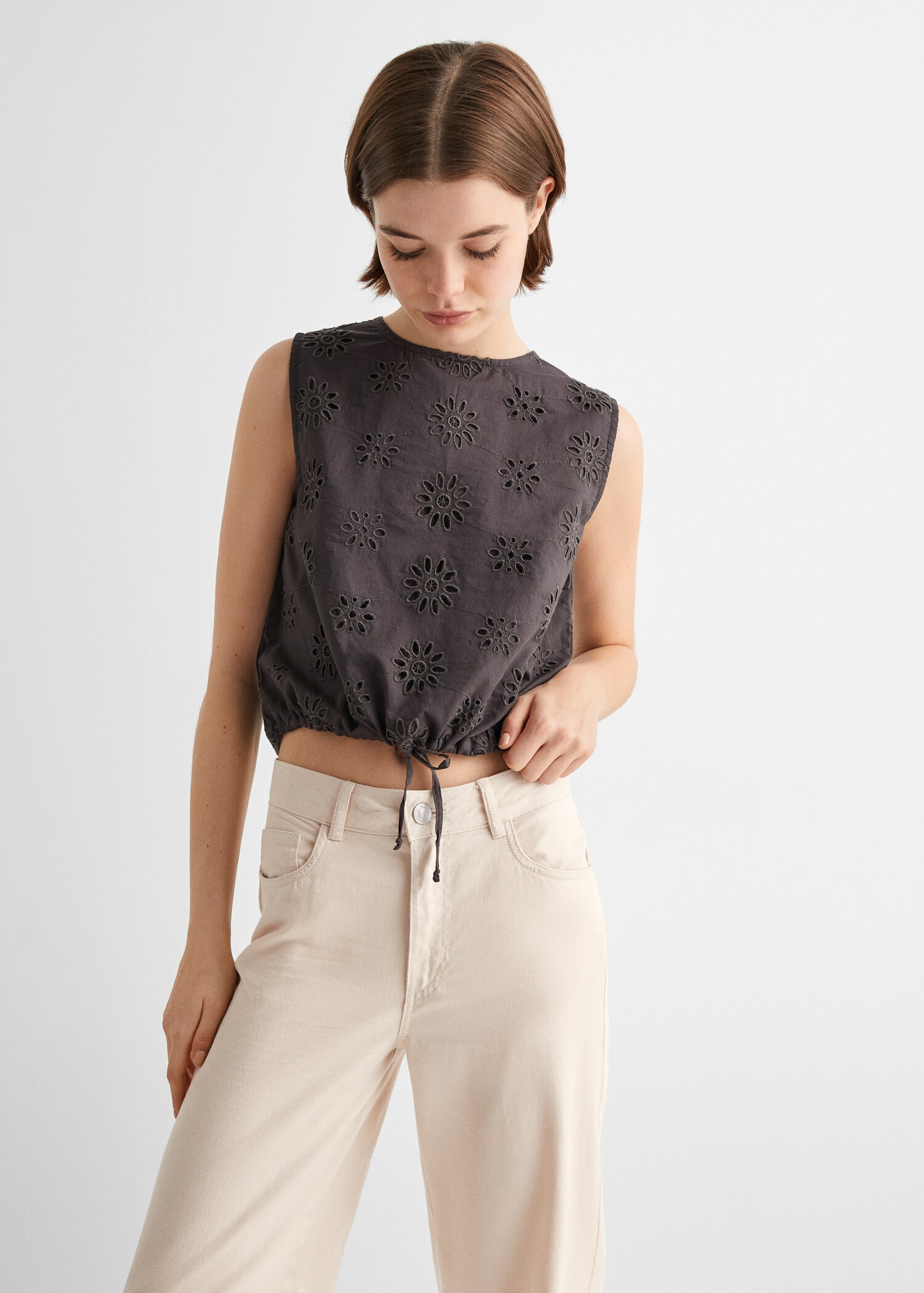 Embroidered cotton pants