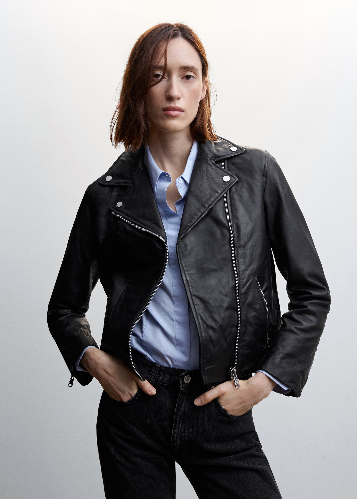 Leather biker jacket