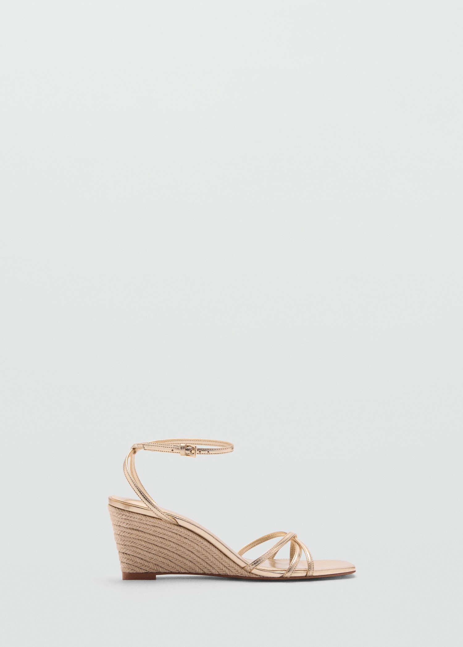Metallic wedge sandals with straps