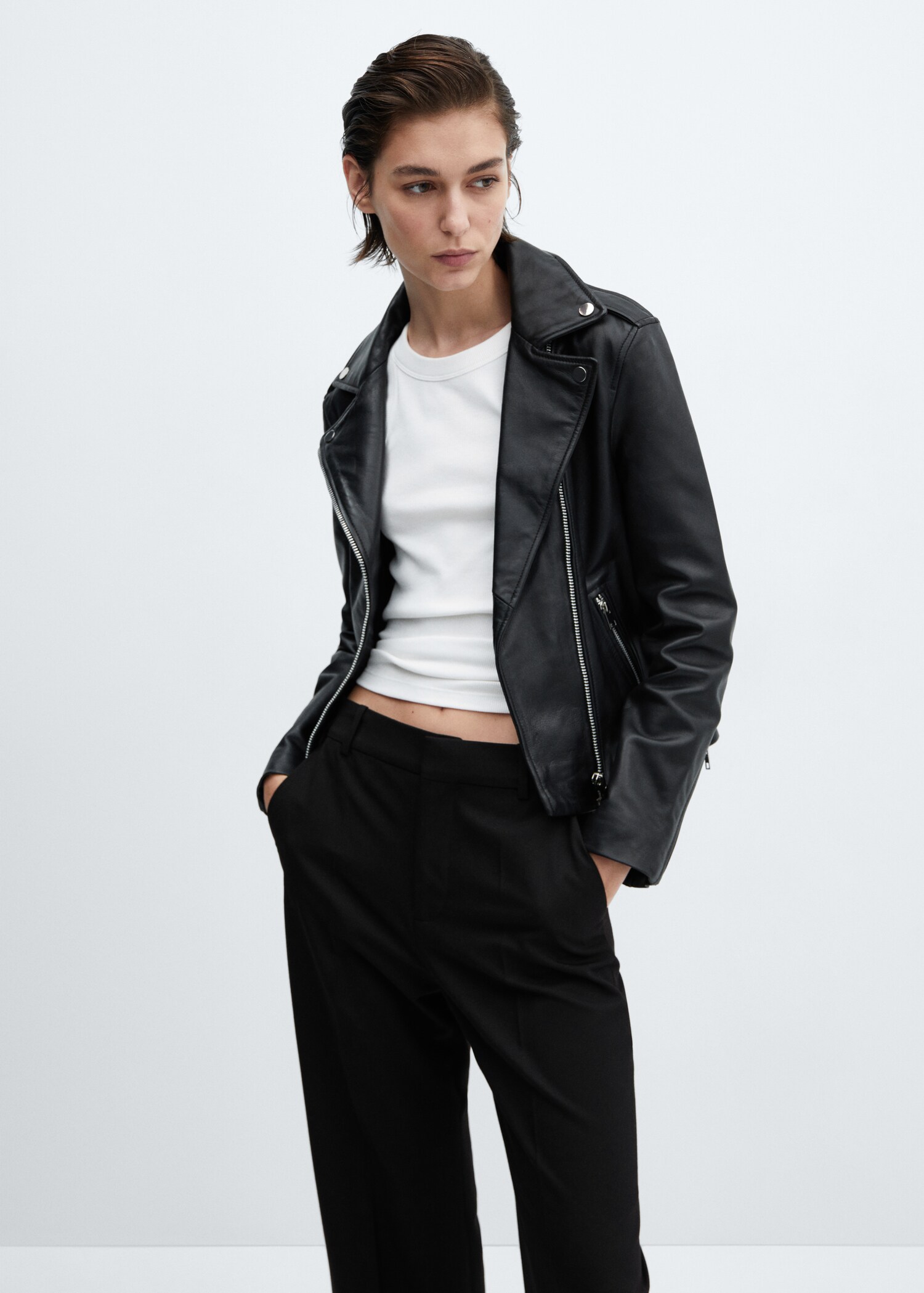 Leather biker jacket
