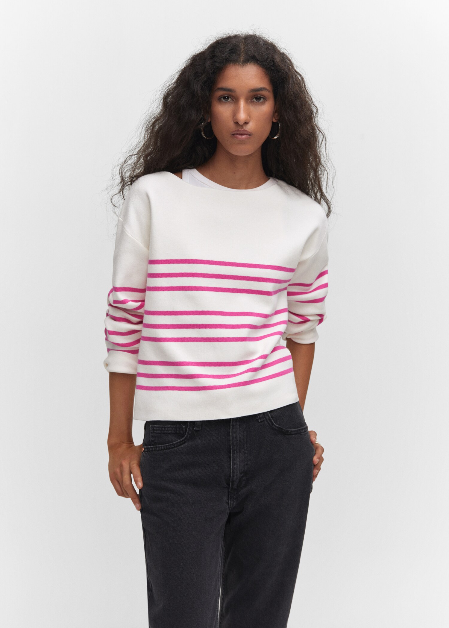 Boat-neck knitted sweater