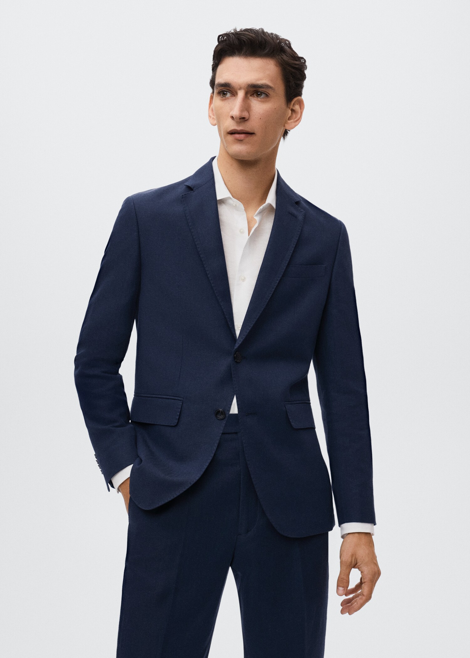 Slim fit linen suit blazer