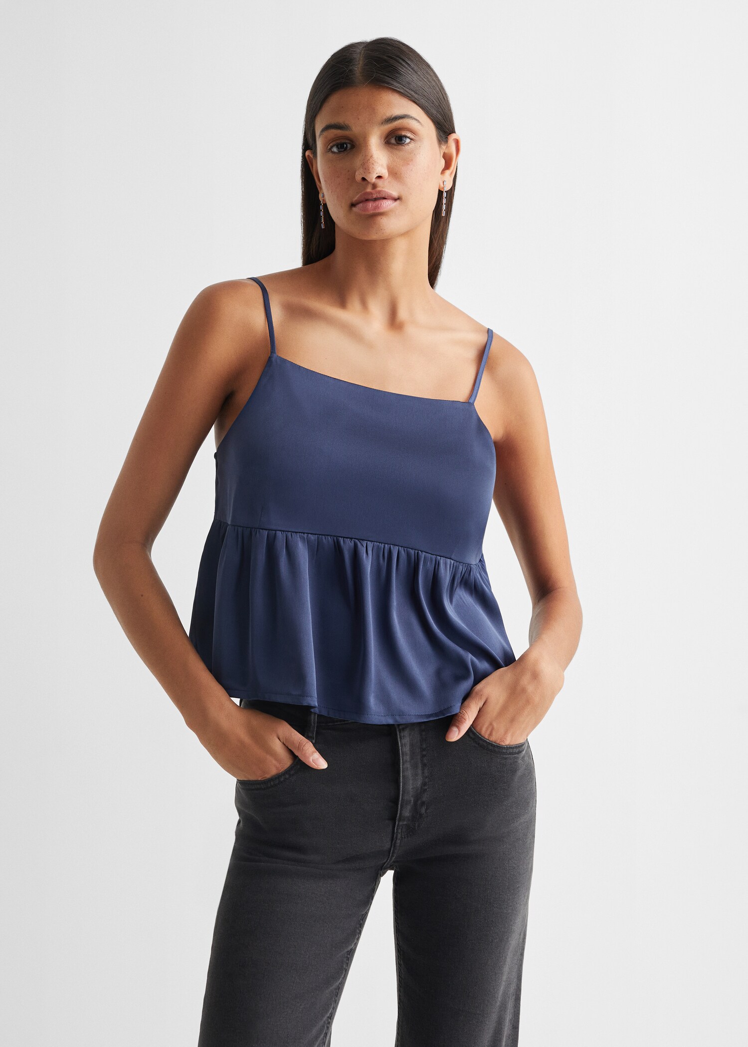 Ruffled satin blouse