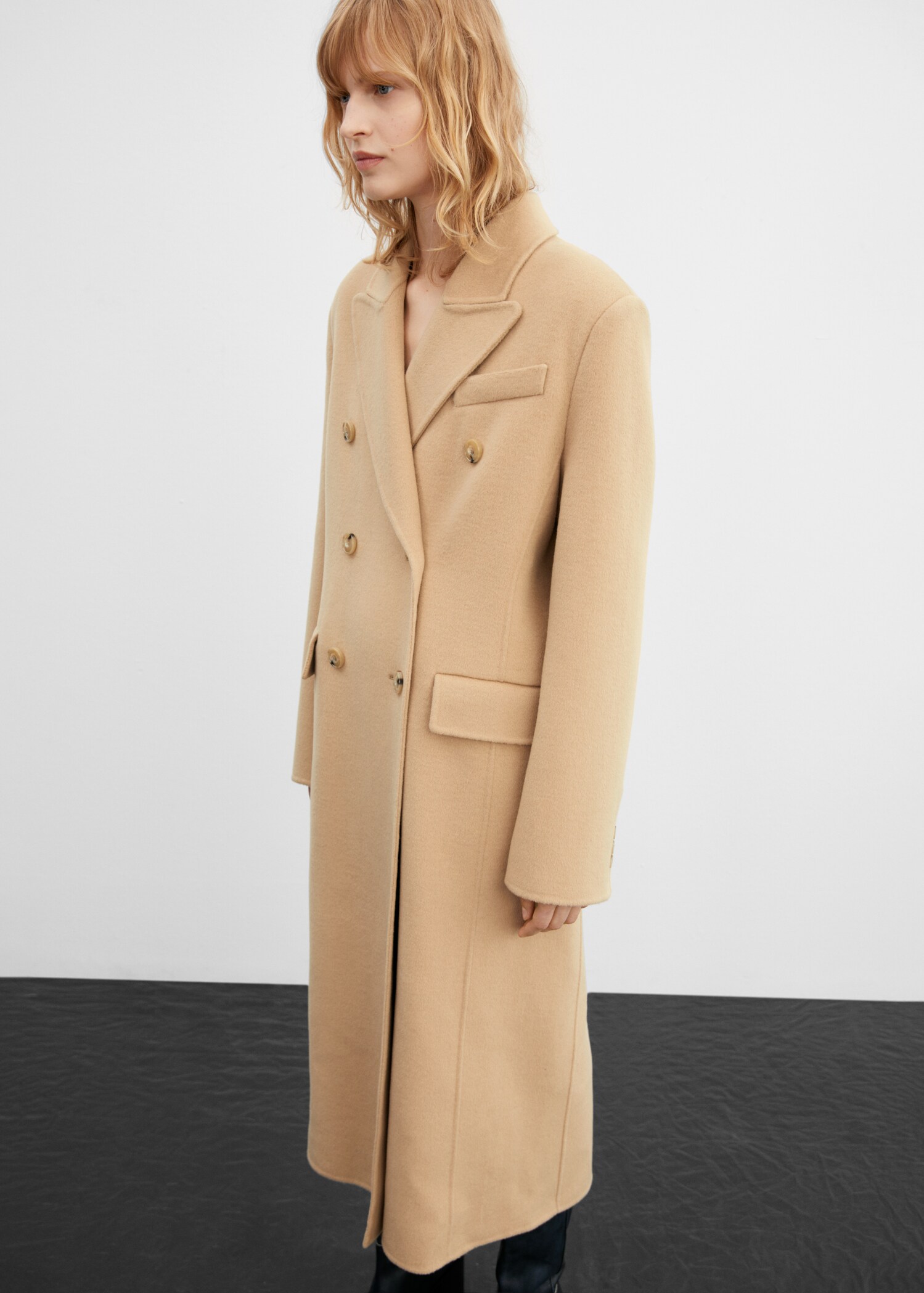 Double-breasted virgin wool coat