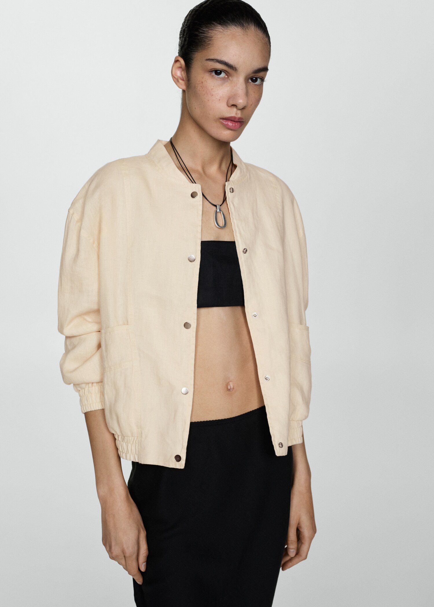 Buttons linen-blend jacket