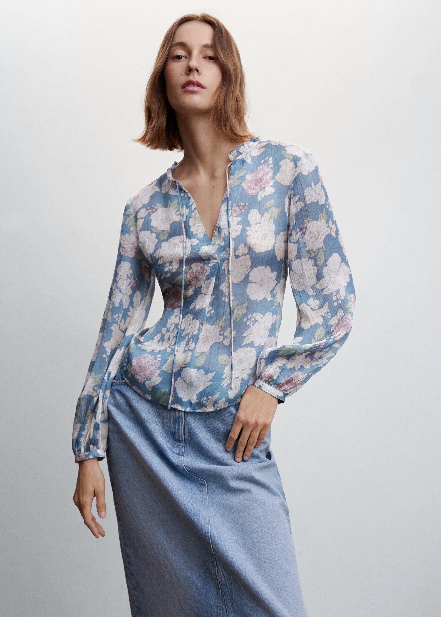 Floral tie blouse