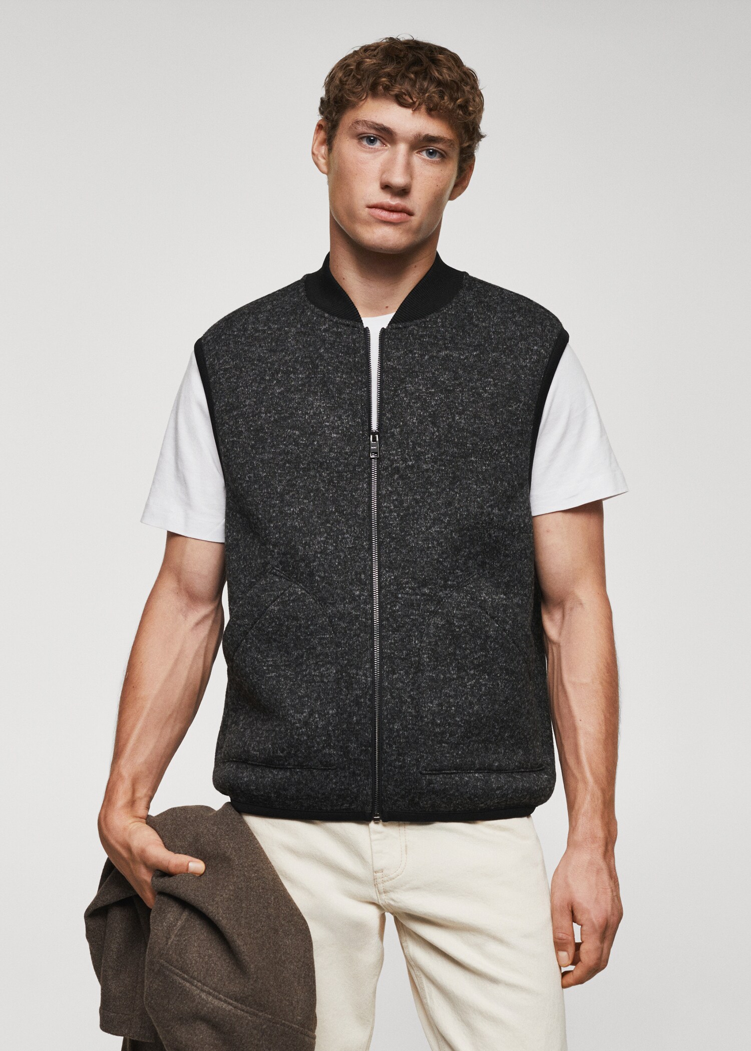Marbled gilet with zip