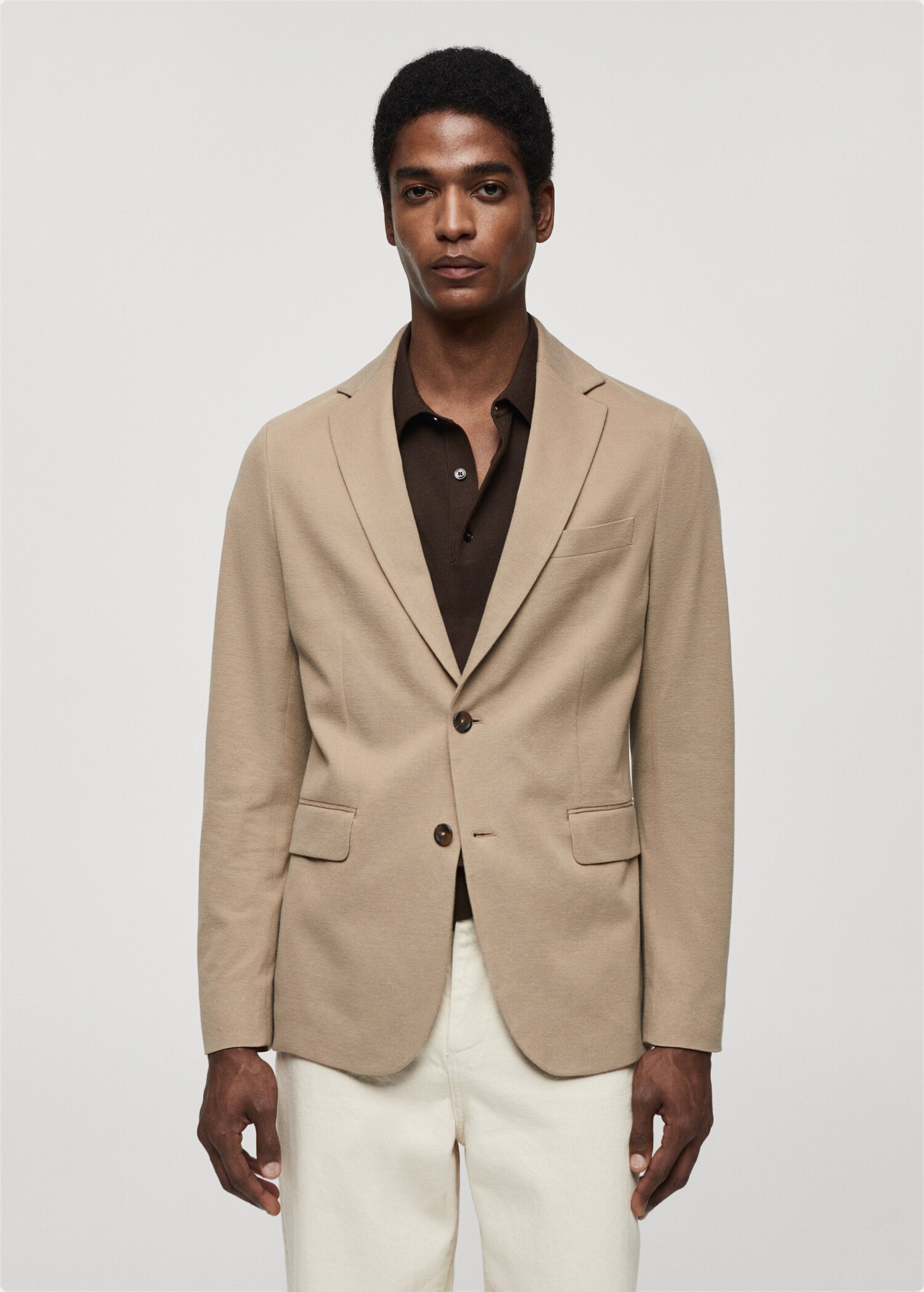 Structured slim fit cotton blazer