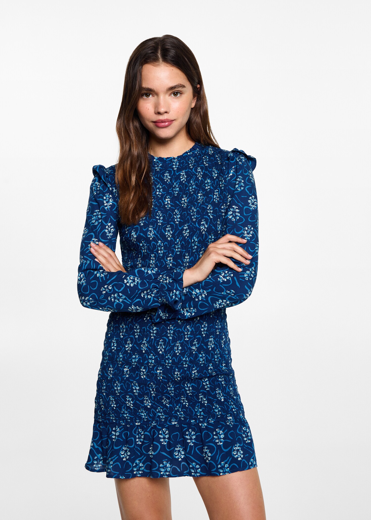Printed ruched dress