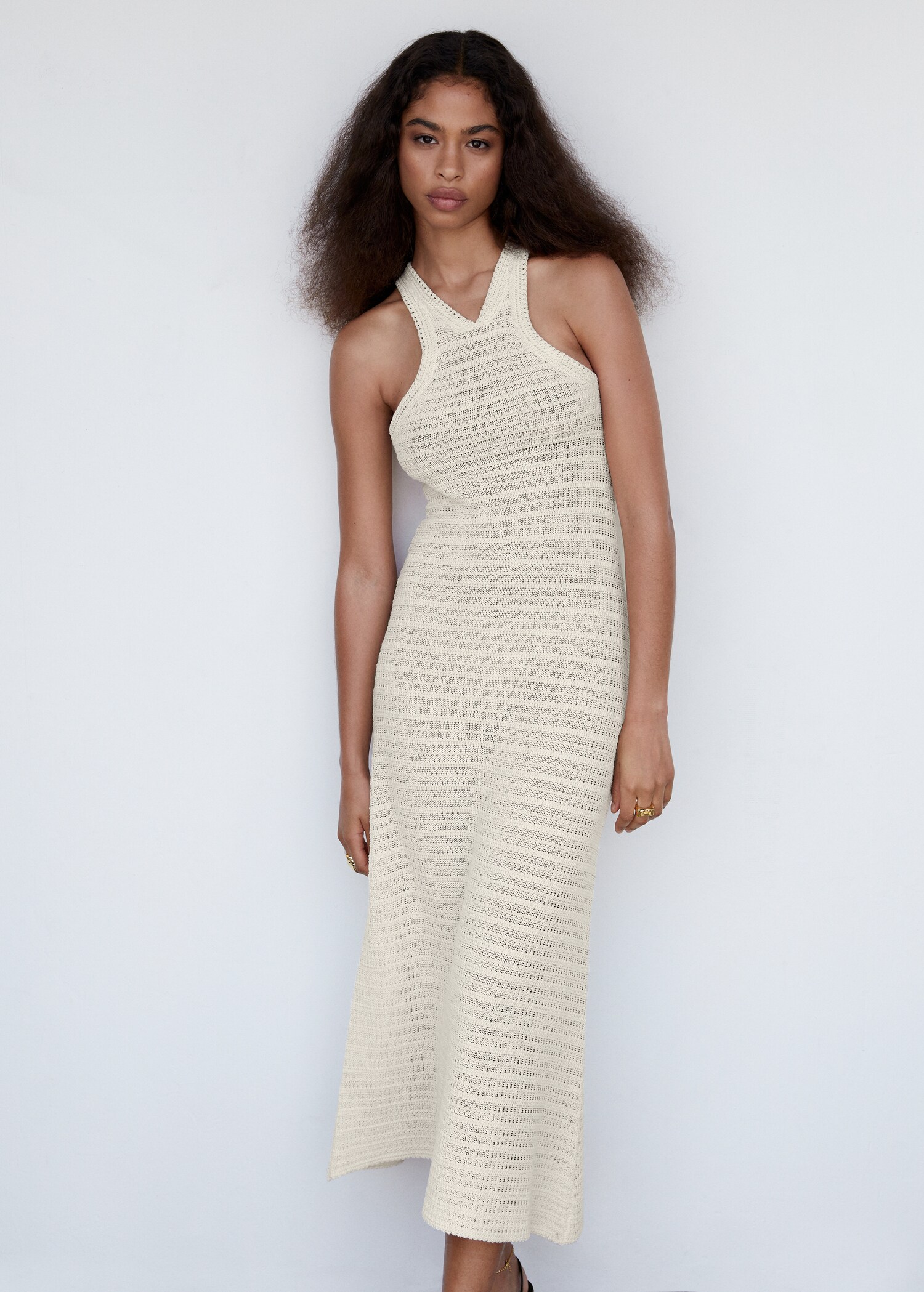 Halter-neck crochet dress