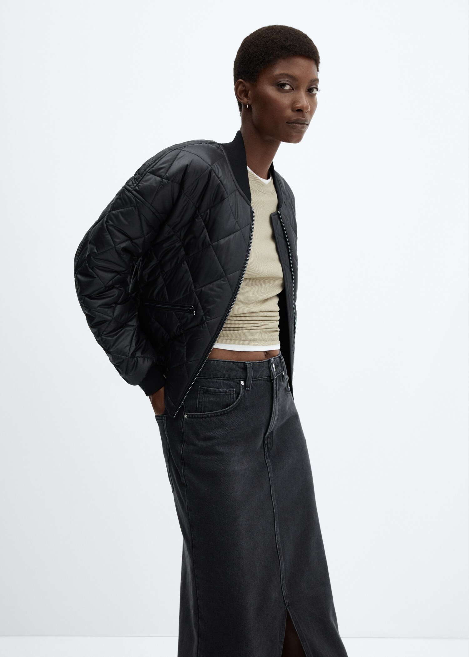Waterproof quilted bomber jacket