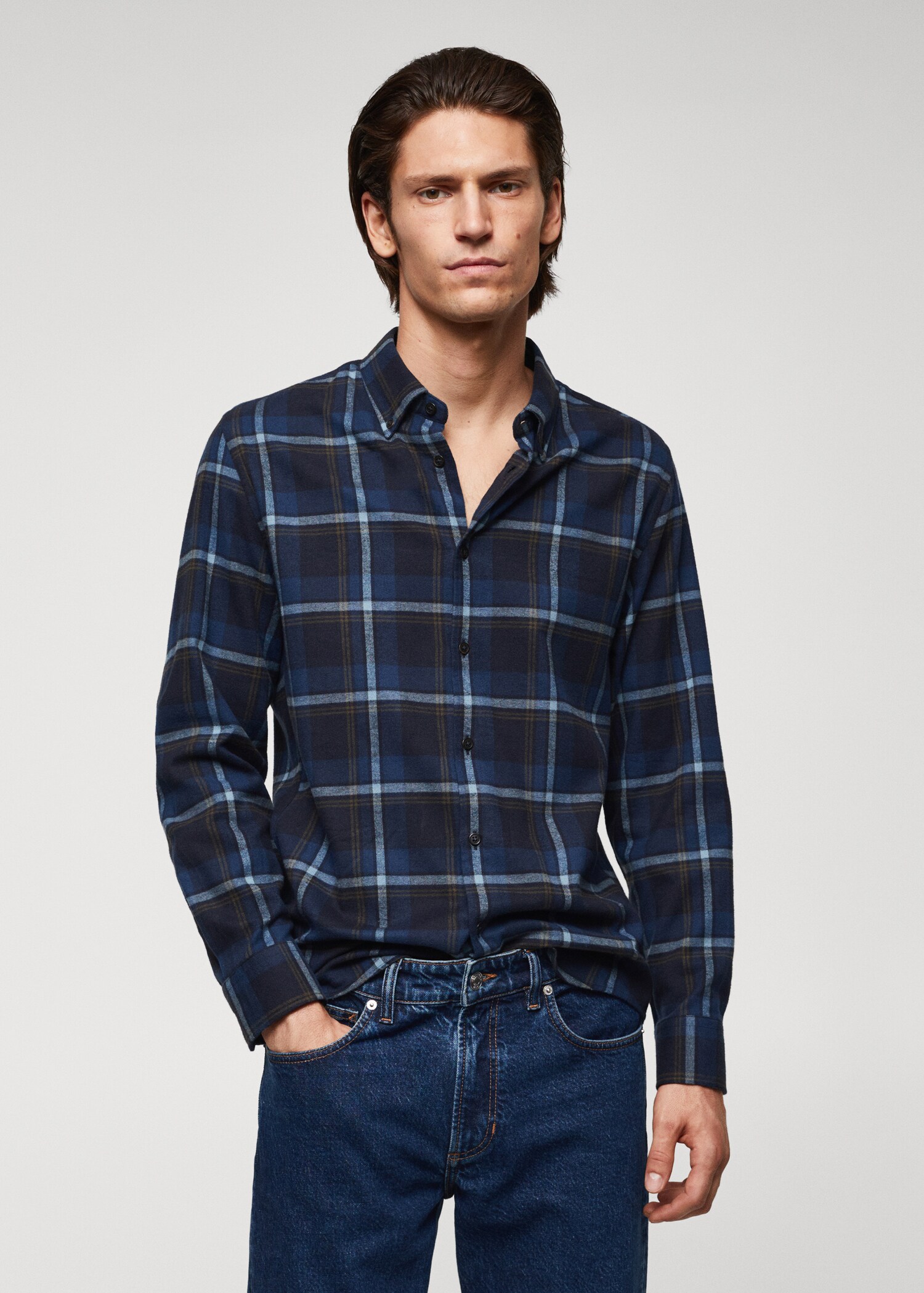 Regular fit checked flannel shirt
