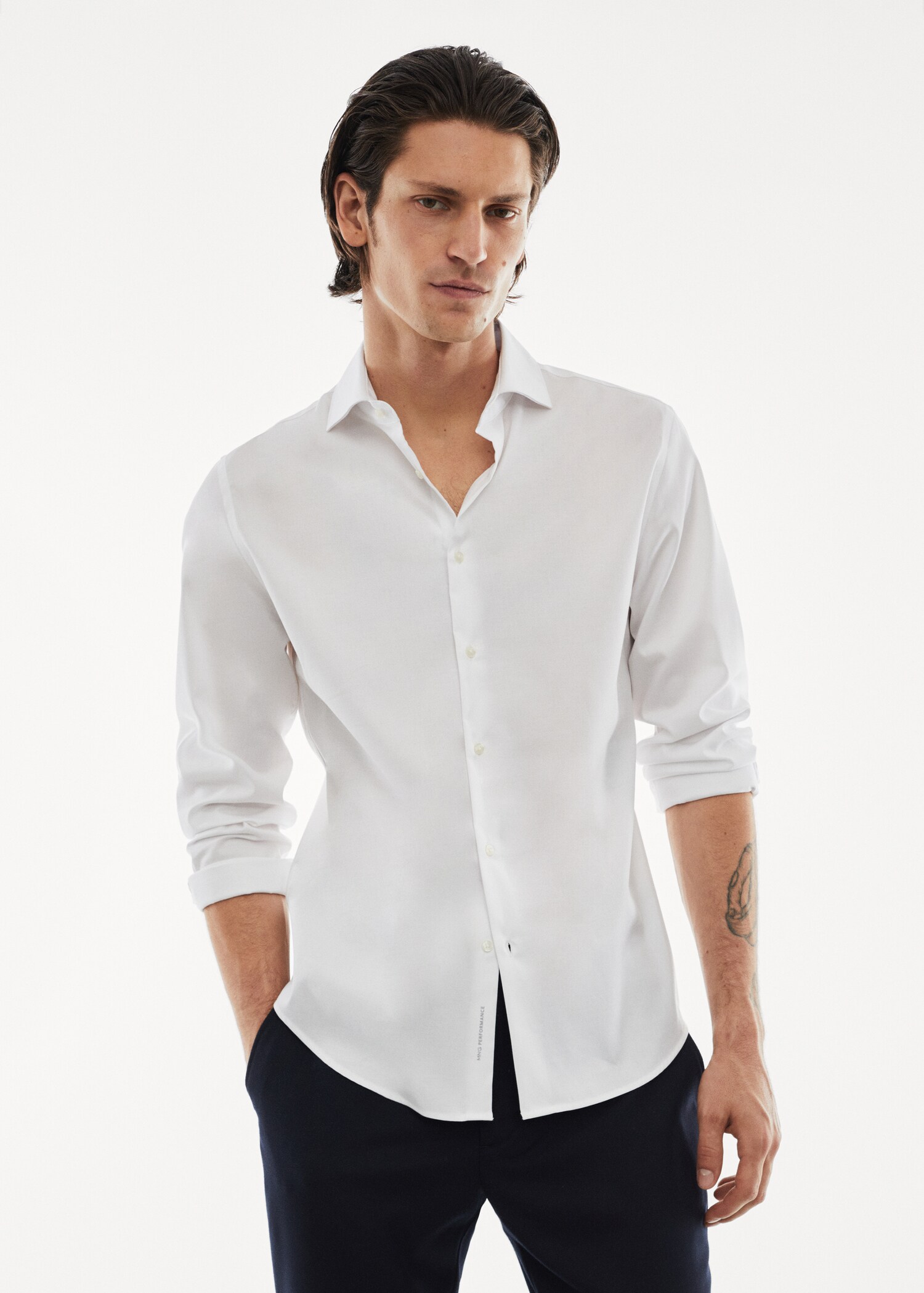 Stretch micro-structure suit shirt