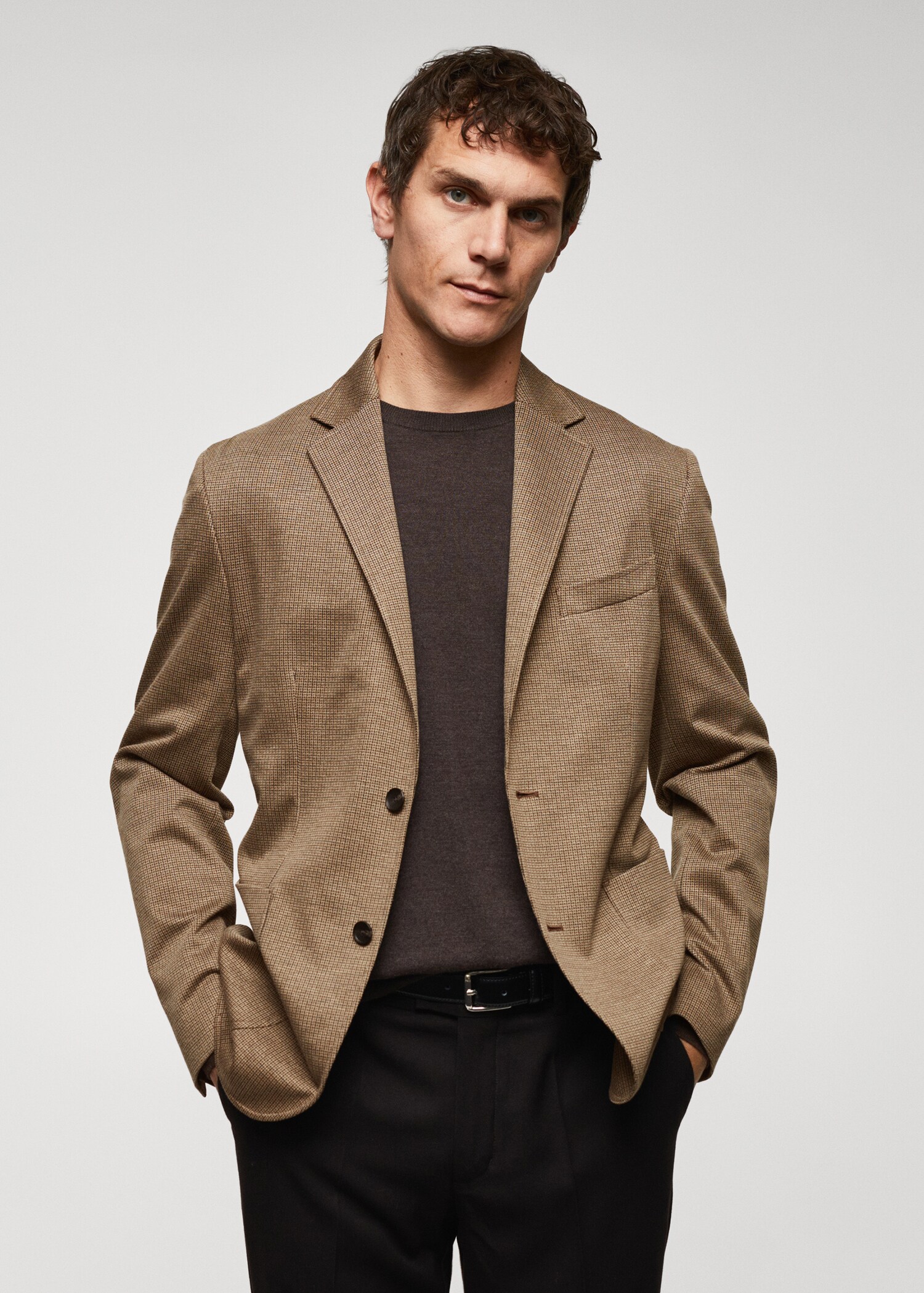 Slim-fit micro-houndstooth jacket
