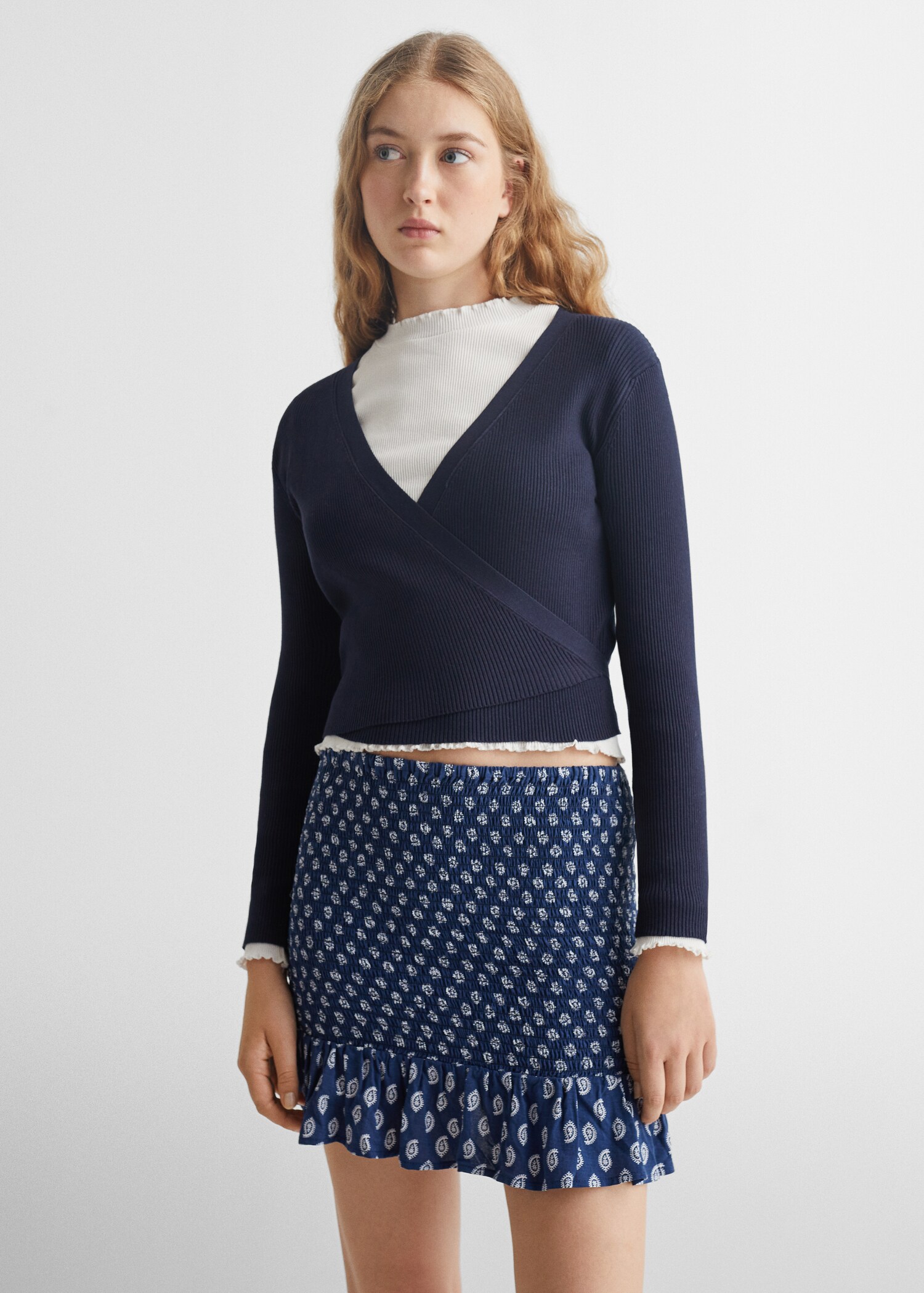 Printed pleated skirt