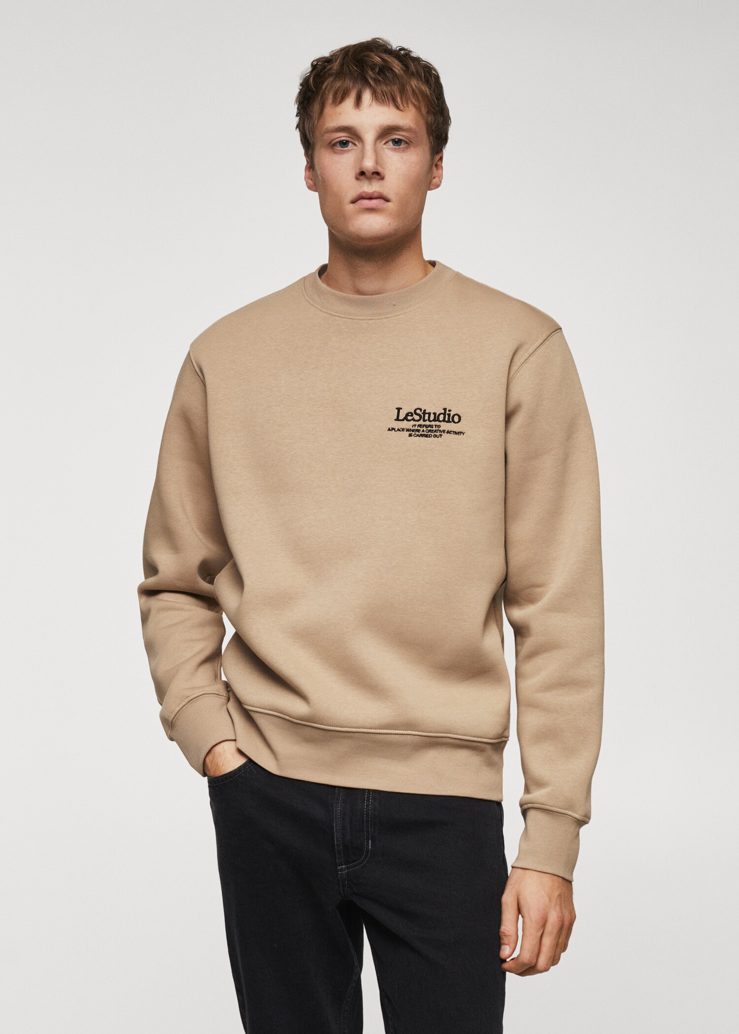 Embroidered detail cotton sweatshirt