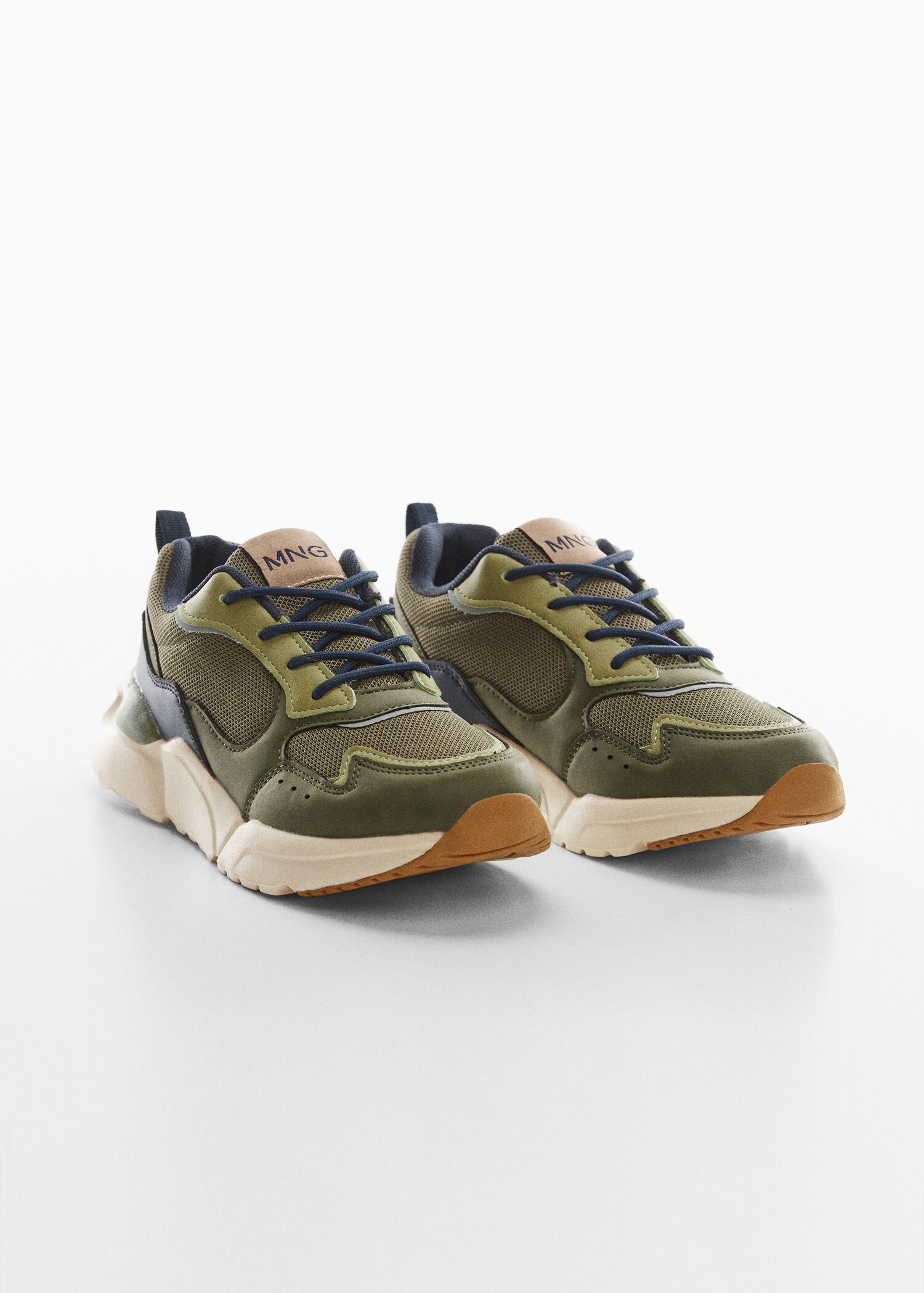 Lace-up mixed sneakers