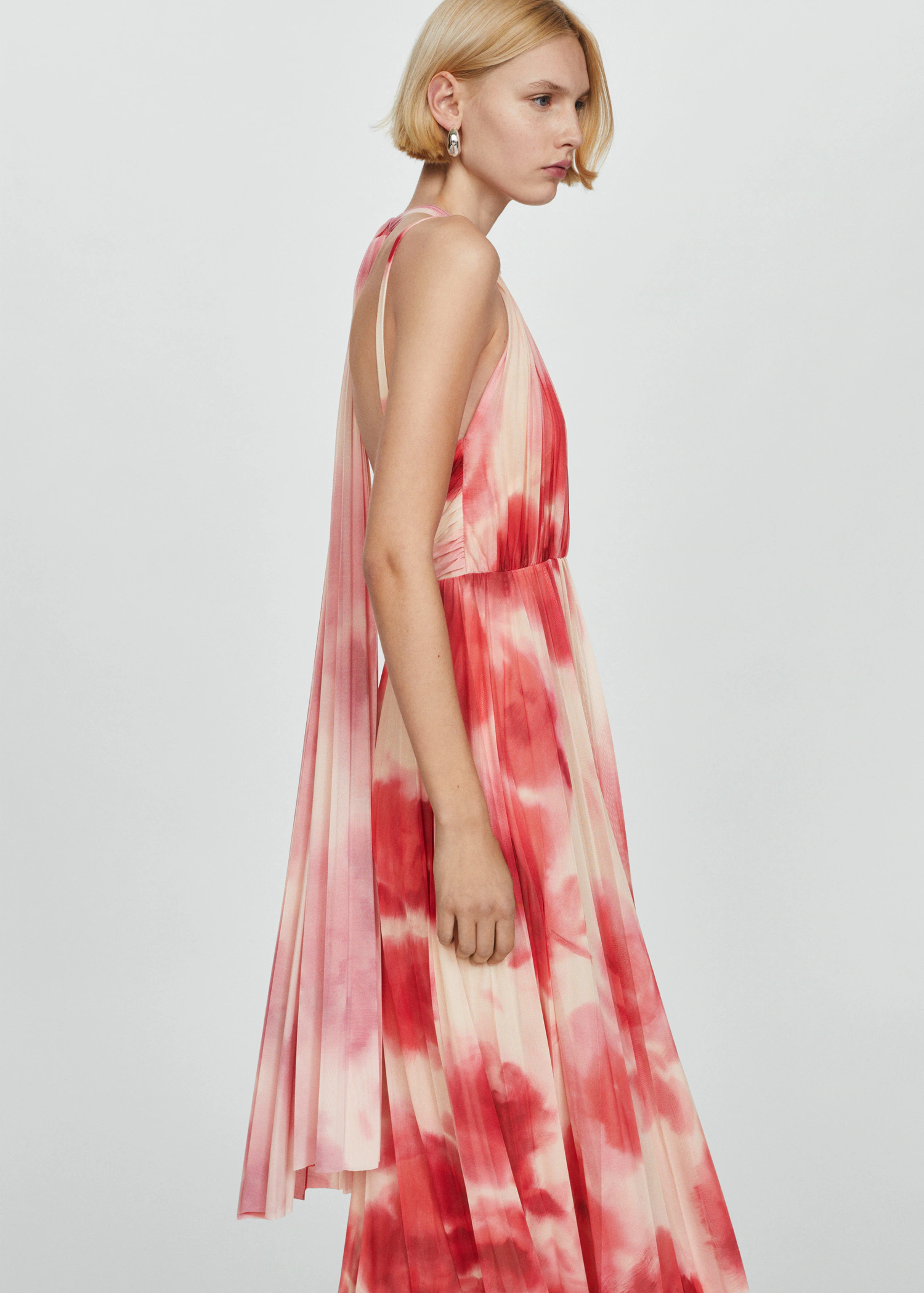 Printed pleated dress
