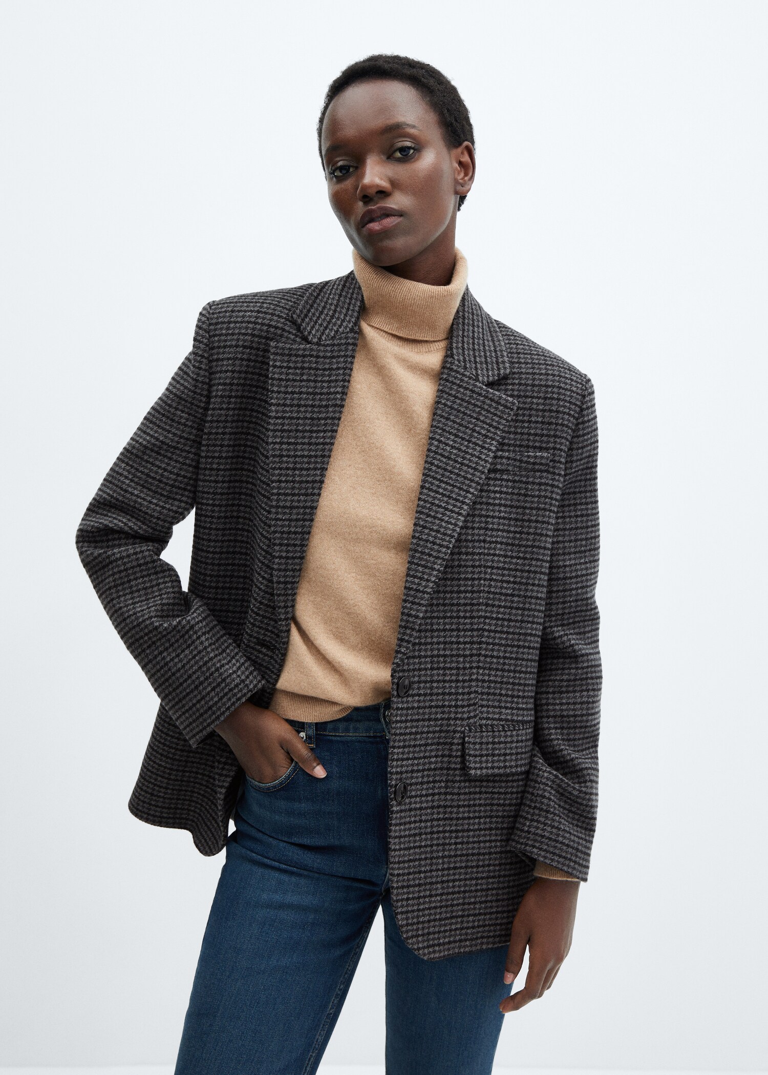 Houndstooth structured blazer