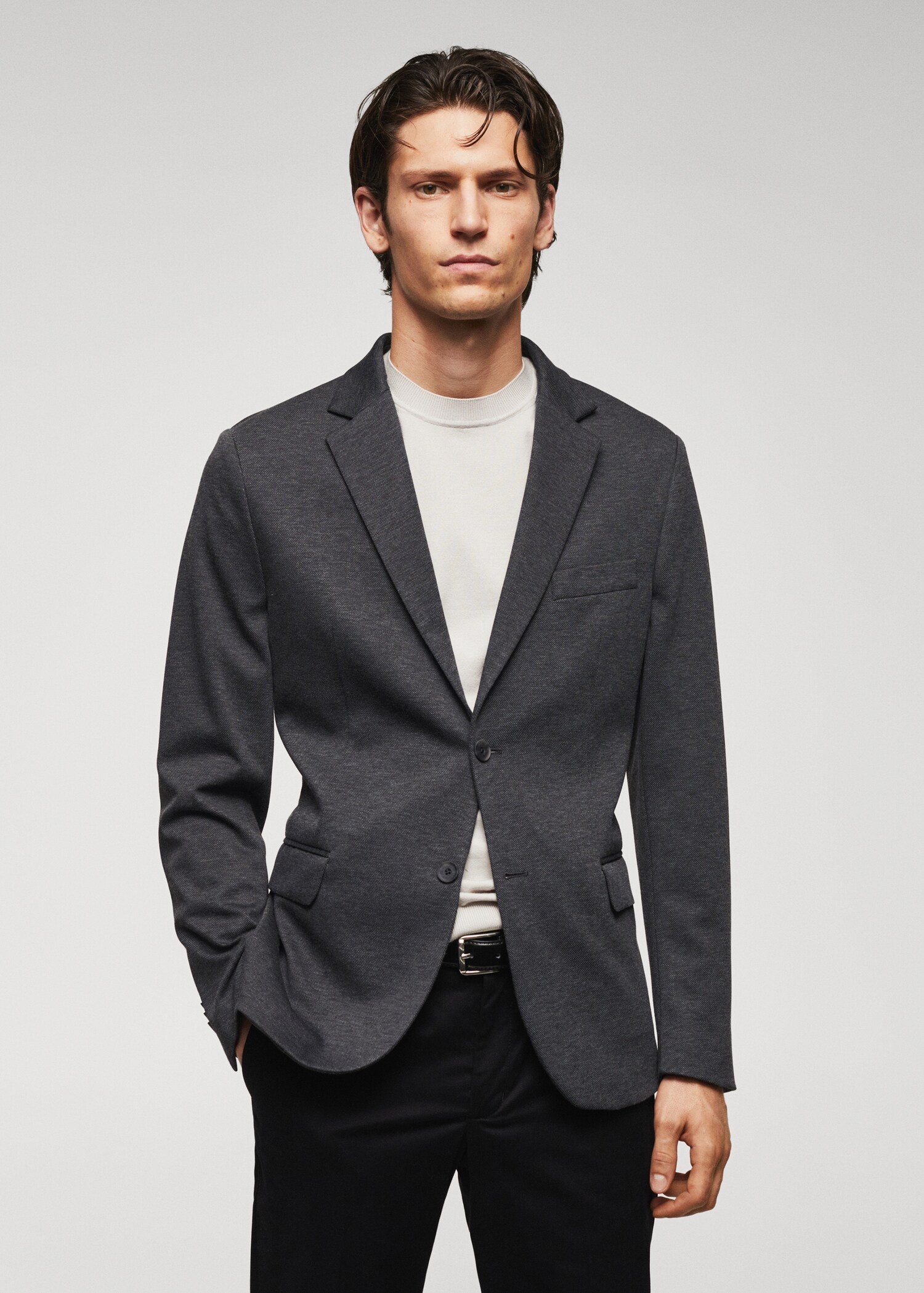 Slim fit microstructure blazer