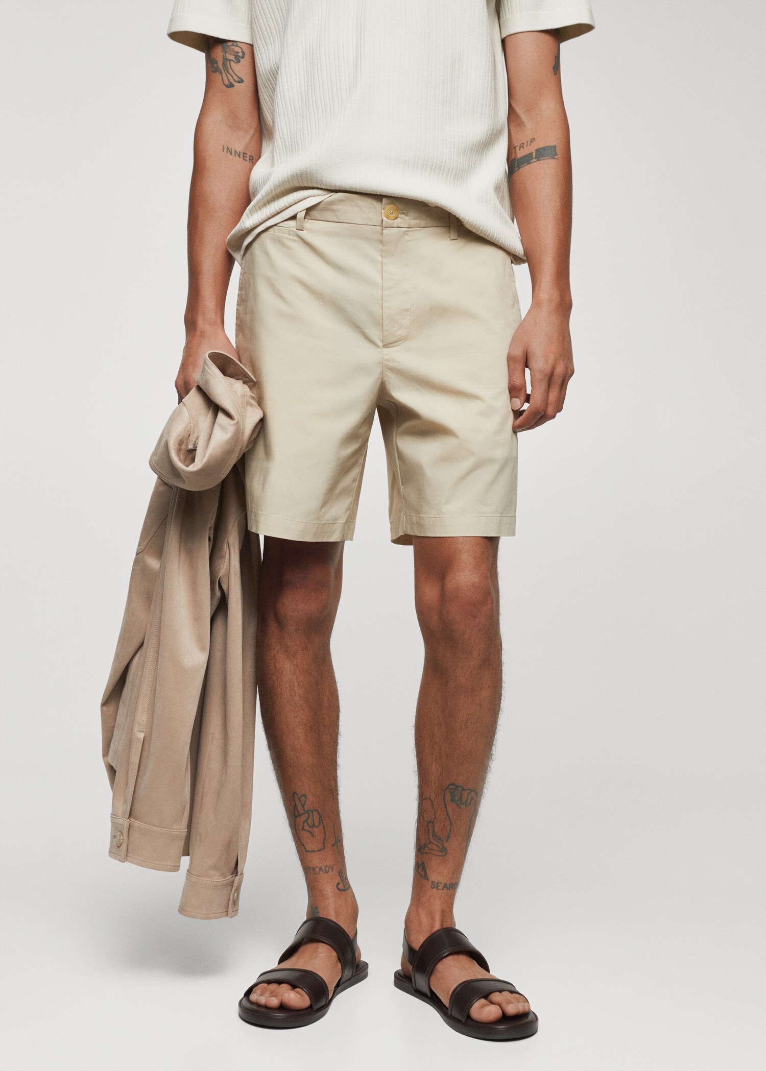 Slim fit cotton Bermuda shorts