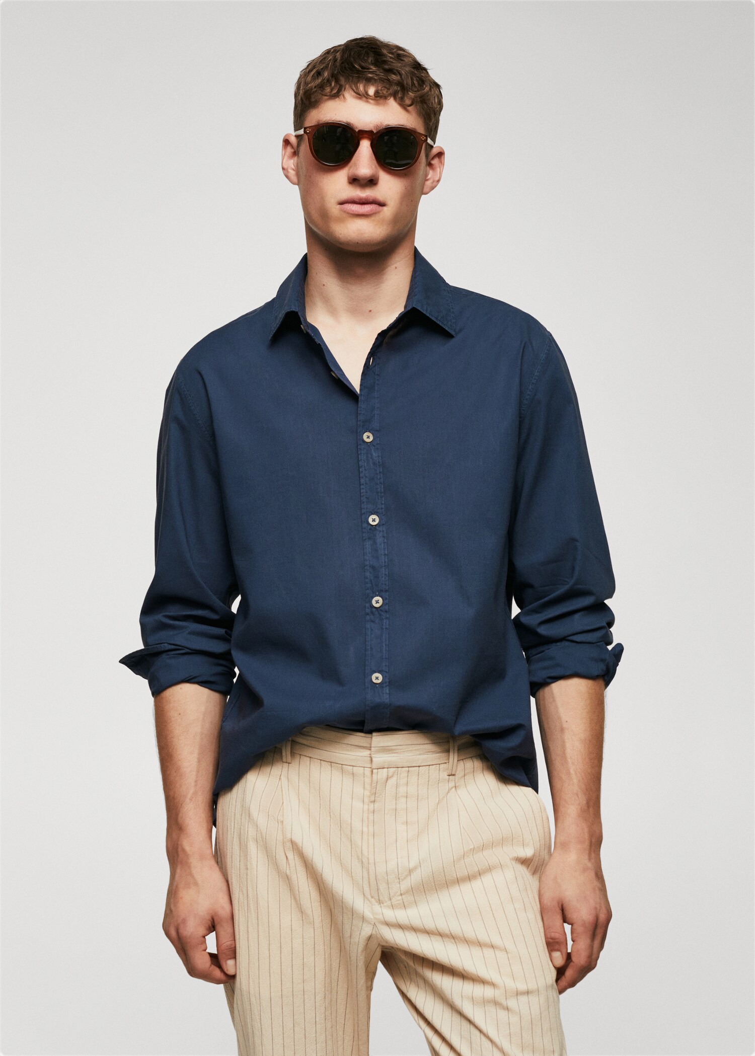Regular-fit cotton voile shirt