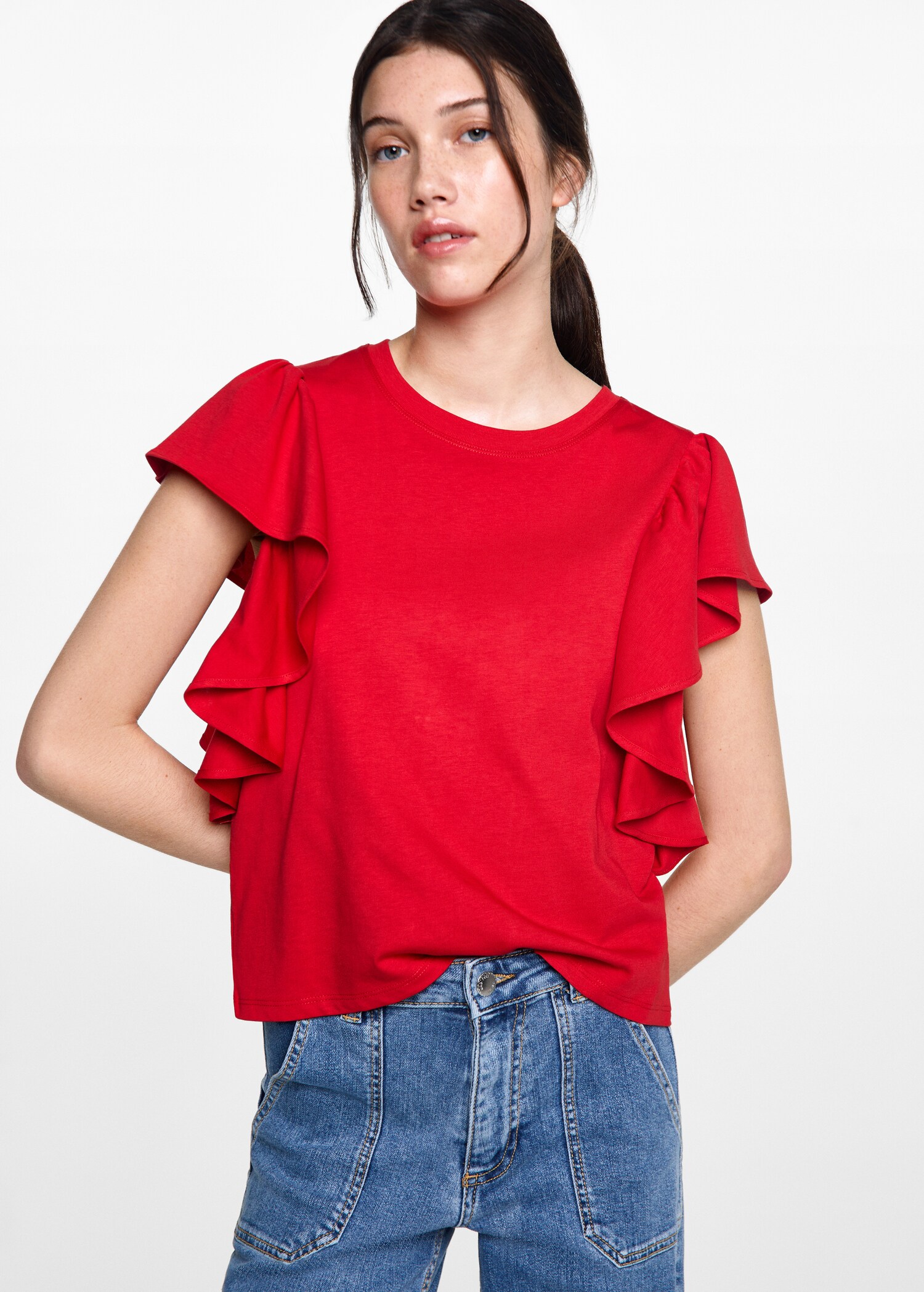 Frills cotton t-shirt