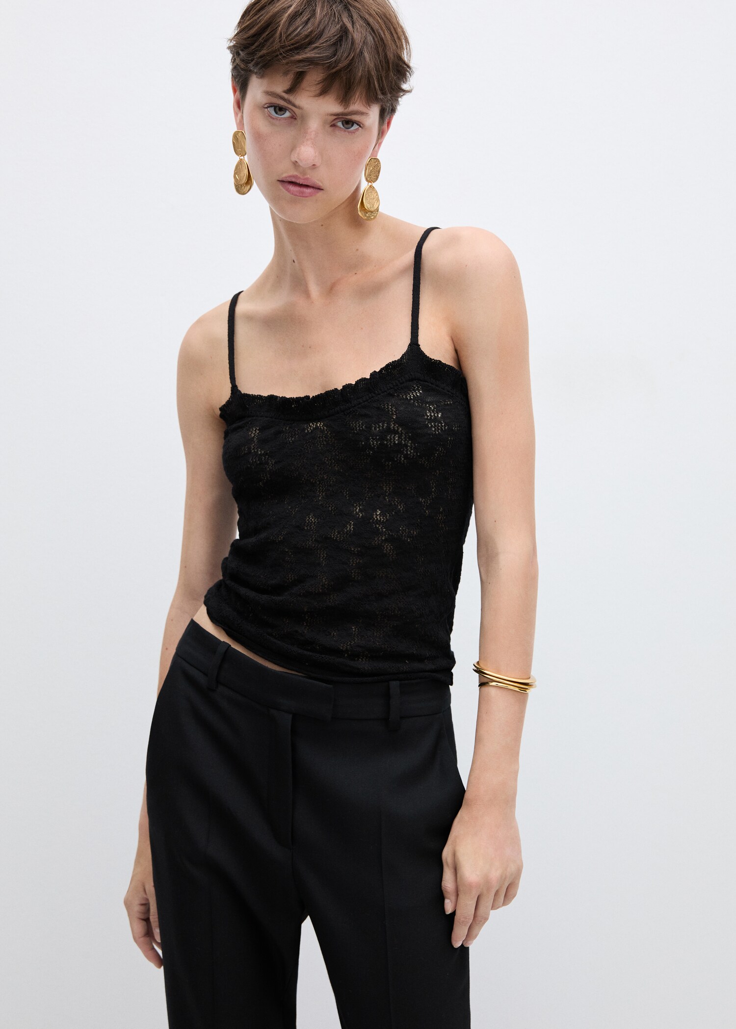 Openwork details knit top