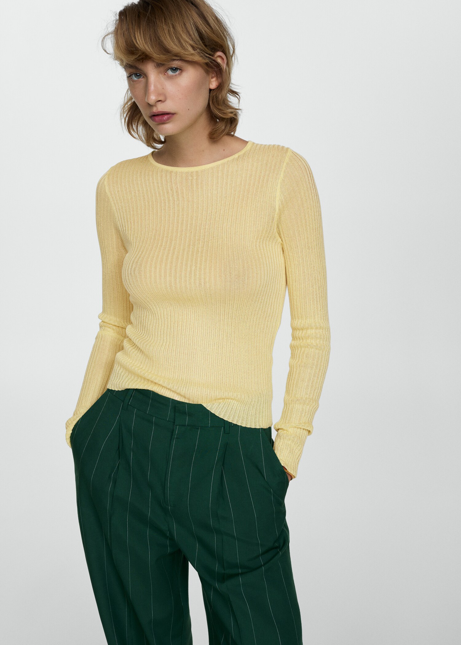 Fine ribbed-knit sweater