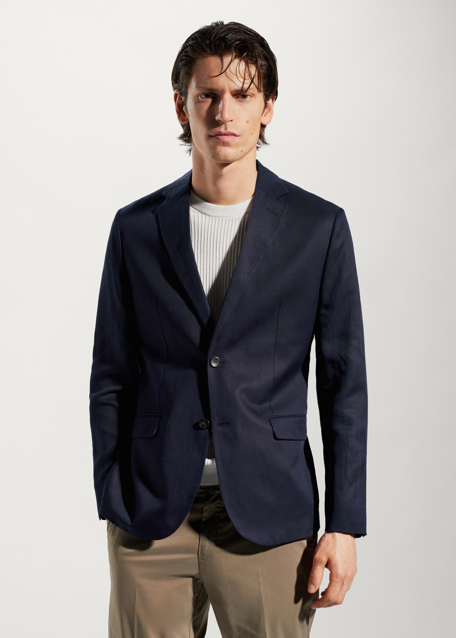 Slim fit linen suit blazer