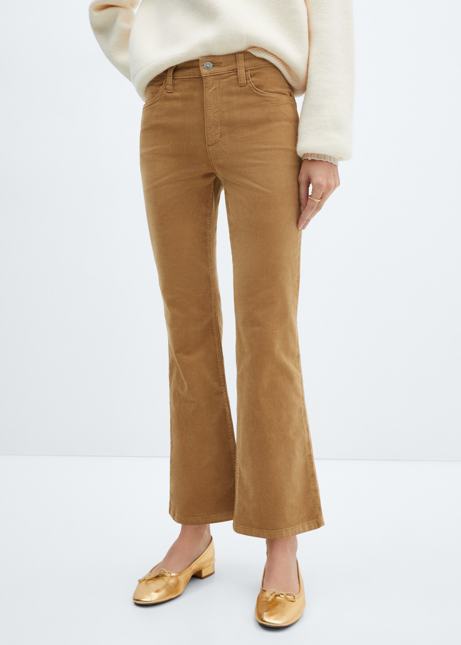 Flared cropped corduroy pants
