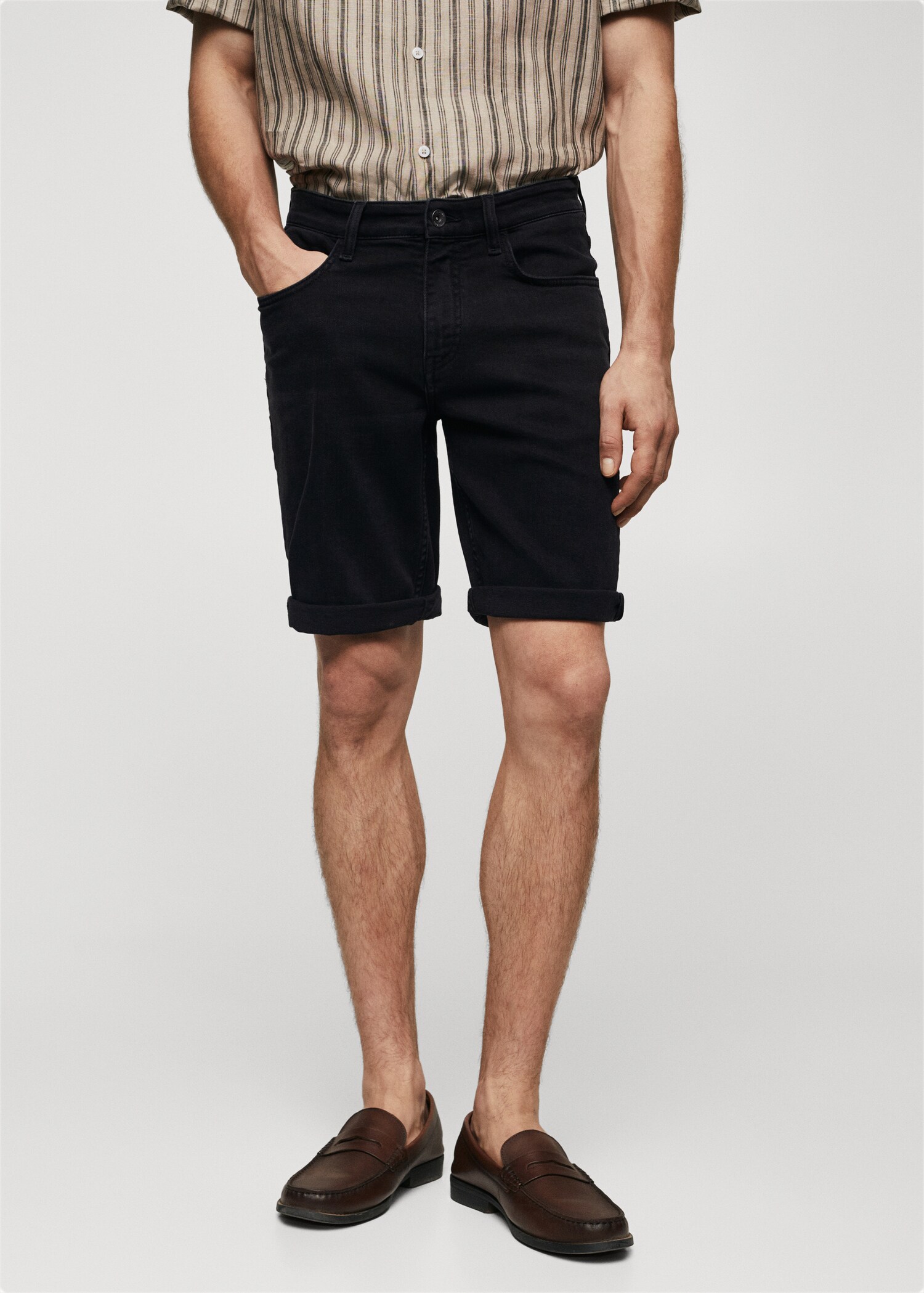 Slim-fit denim bermuda shorts