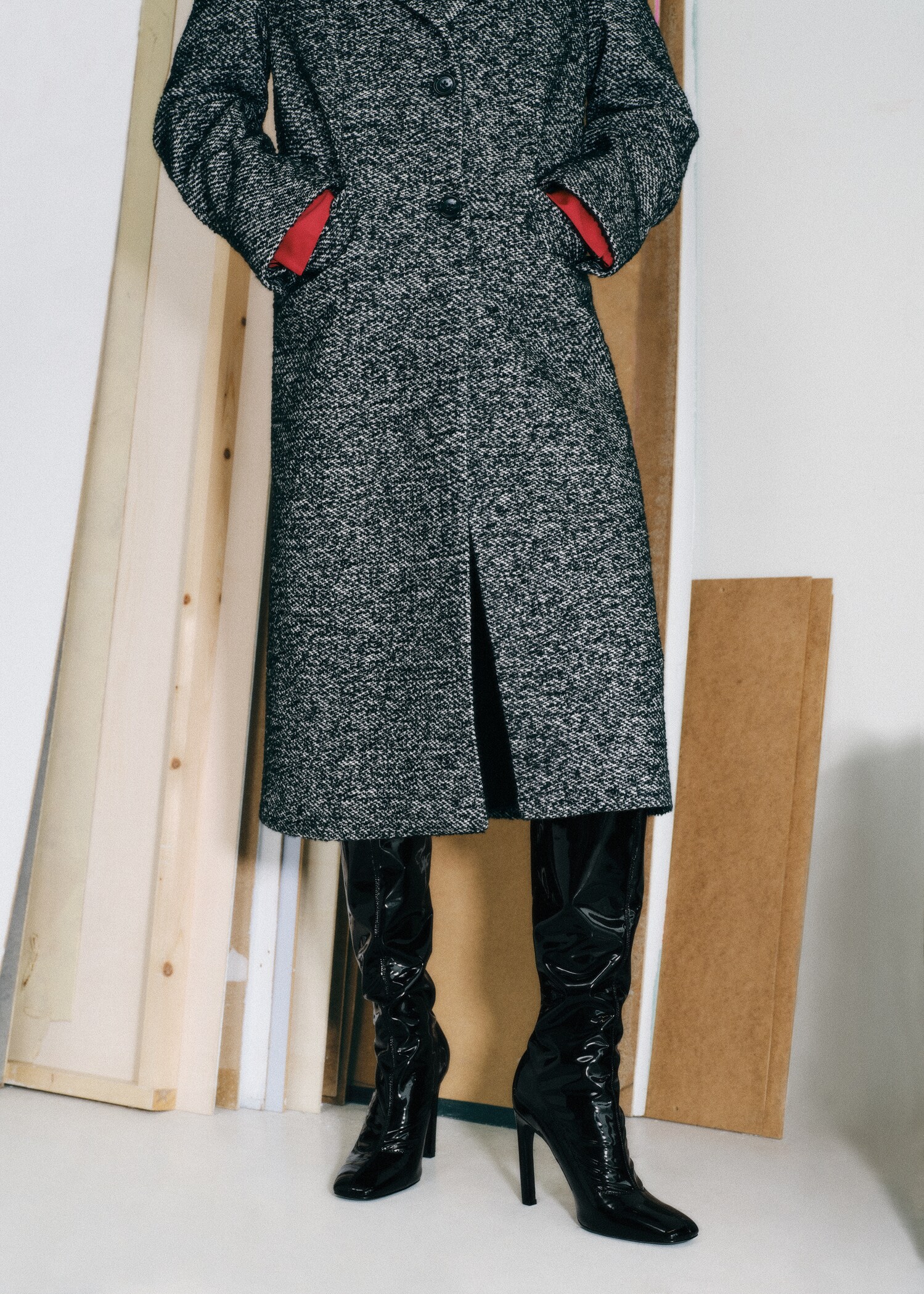 Patent leather-effect heeled boots