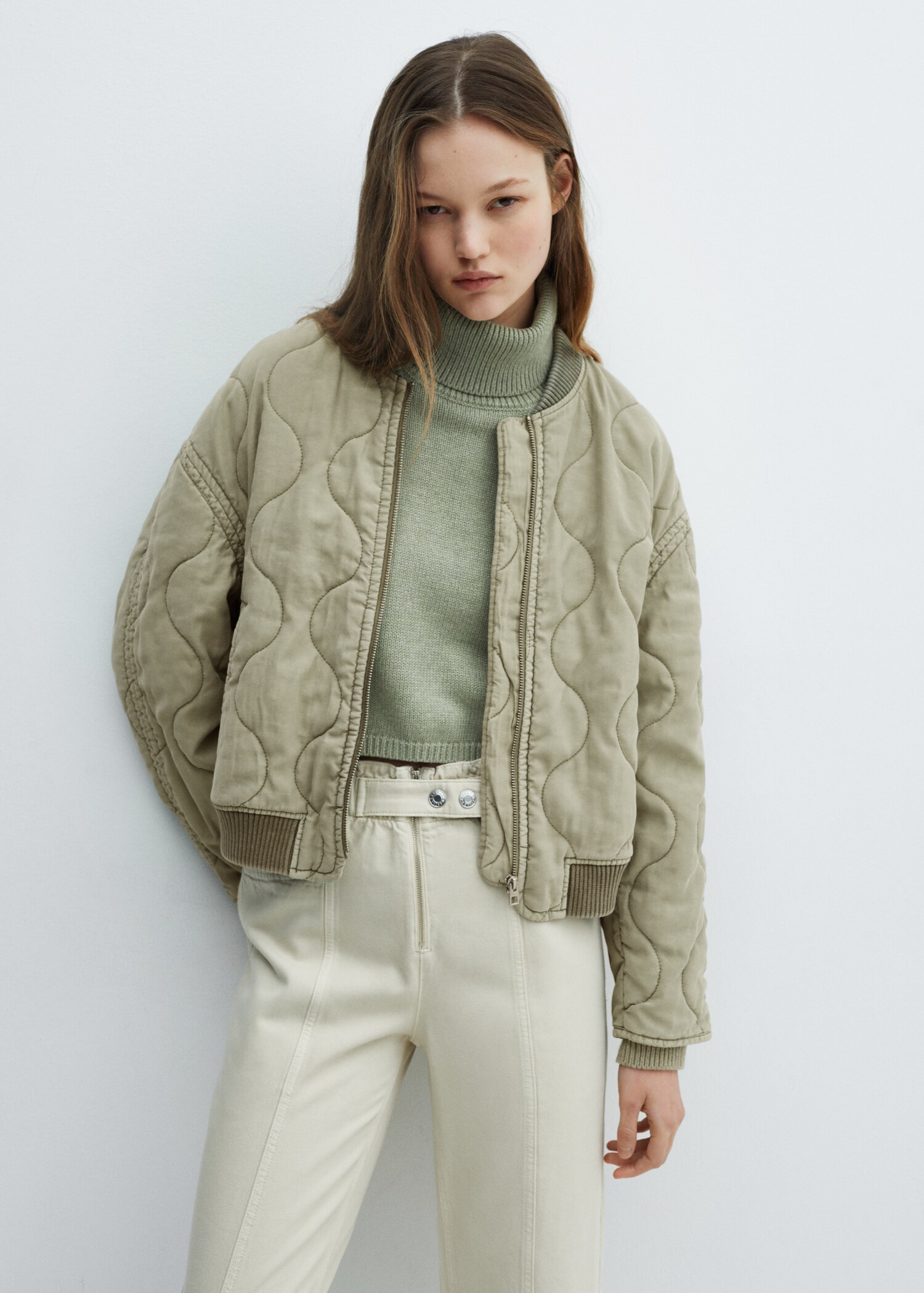 Quilted bomber jacket