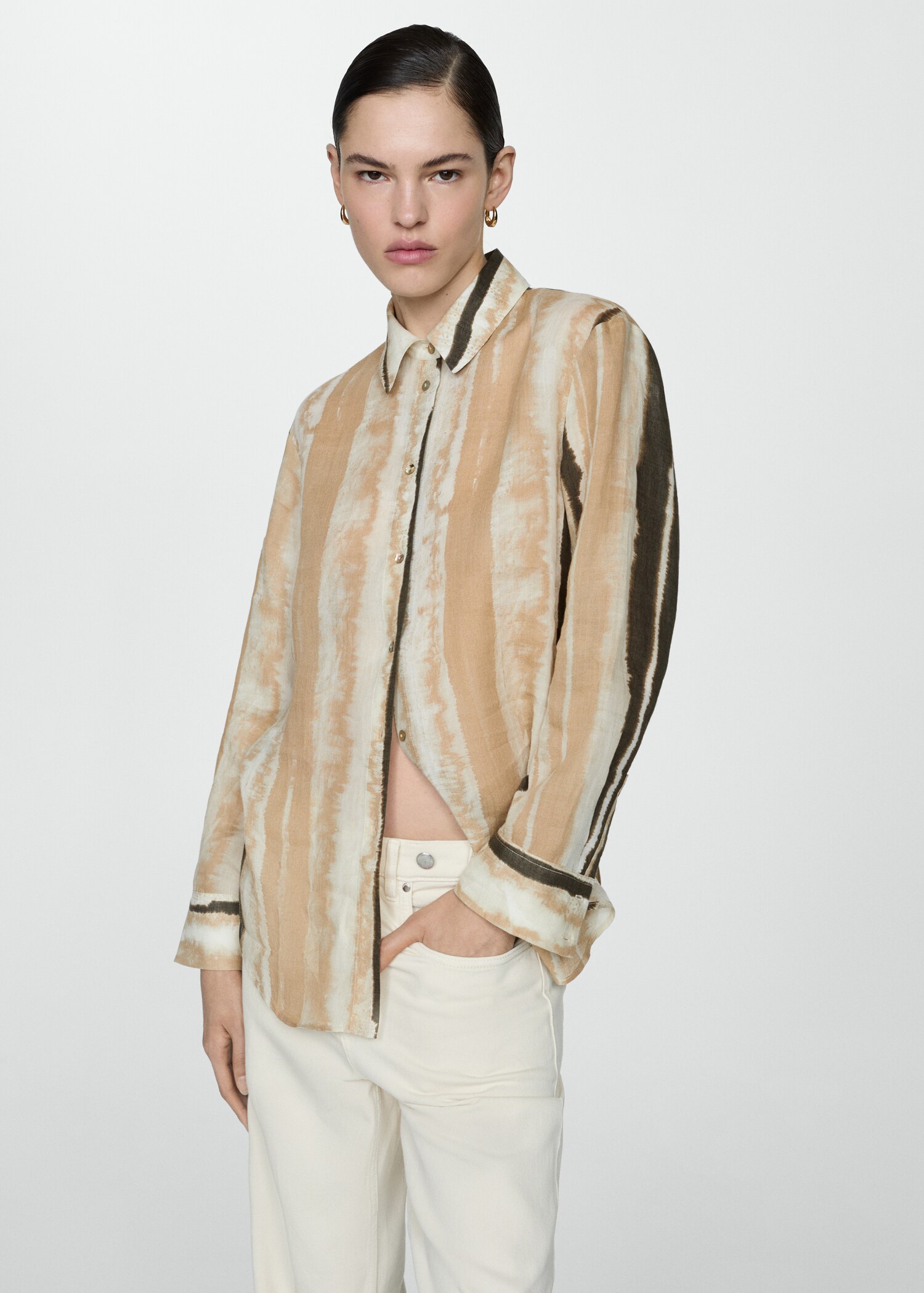 100% ramie printed shirt