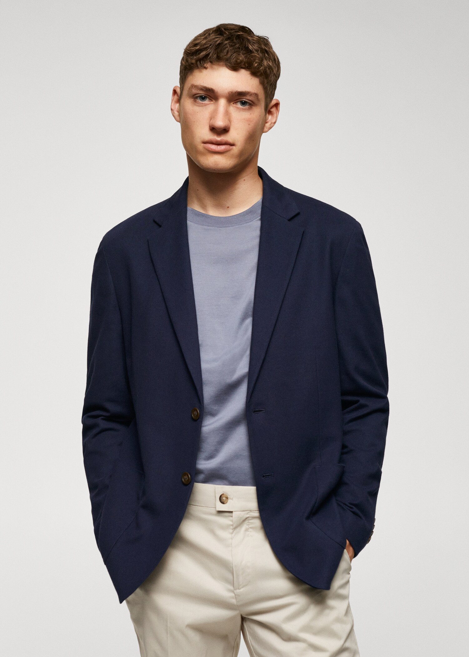 Structured slim fit cotton blazer