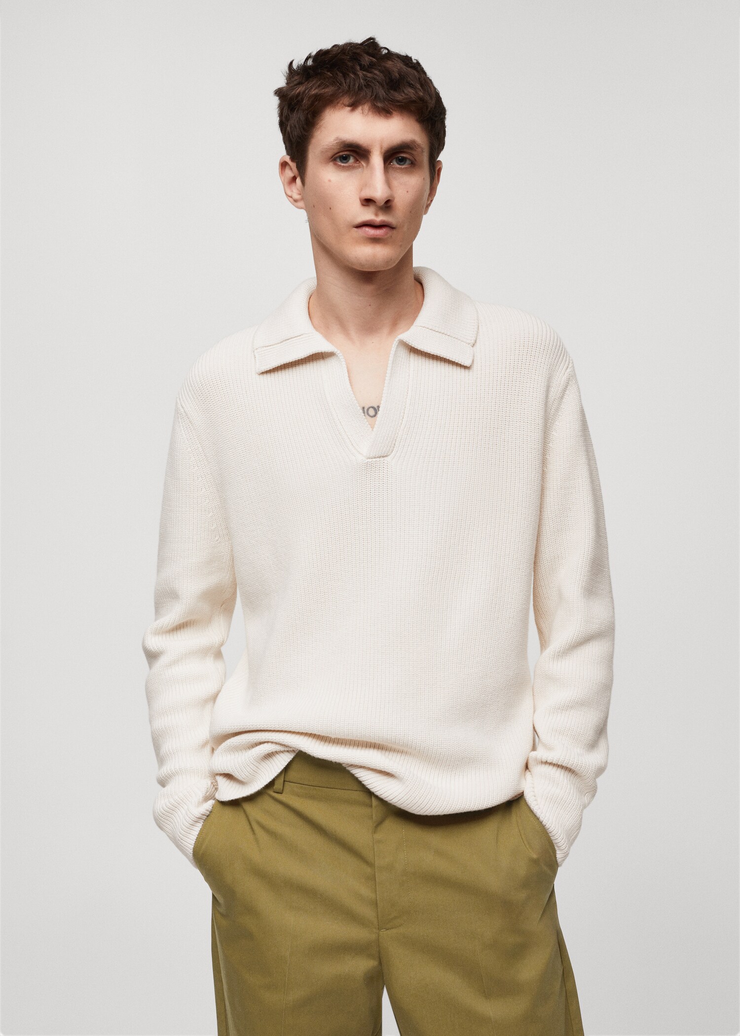 Knitted polo-neck sweater