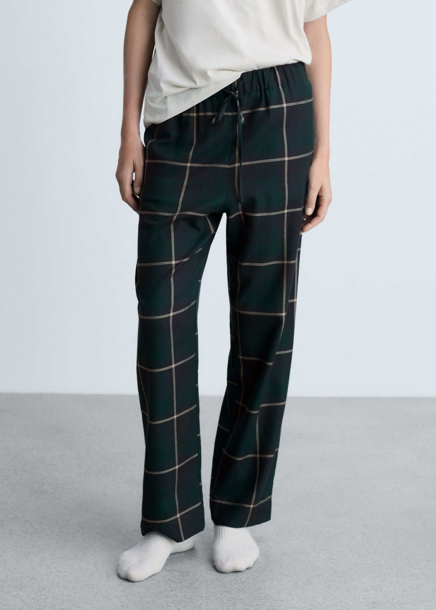 Straight checked pants