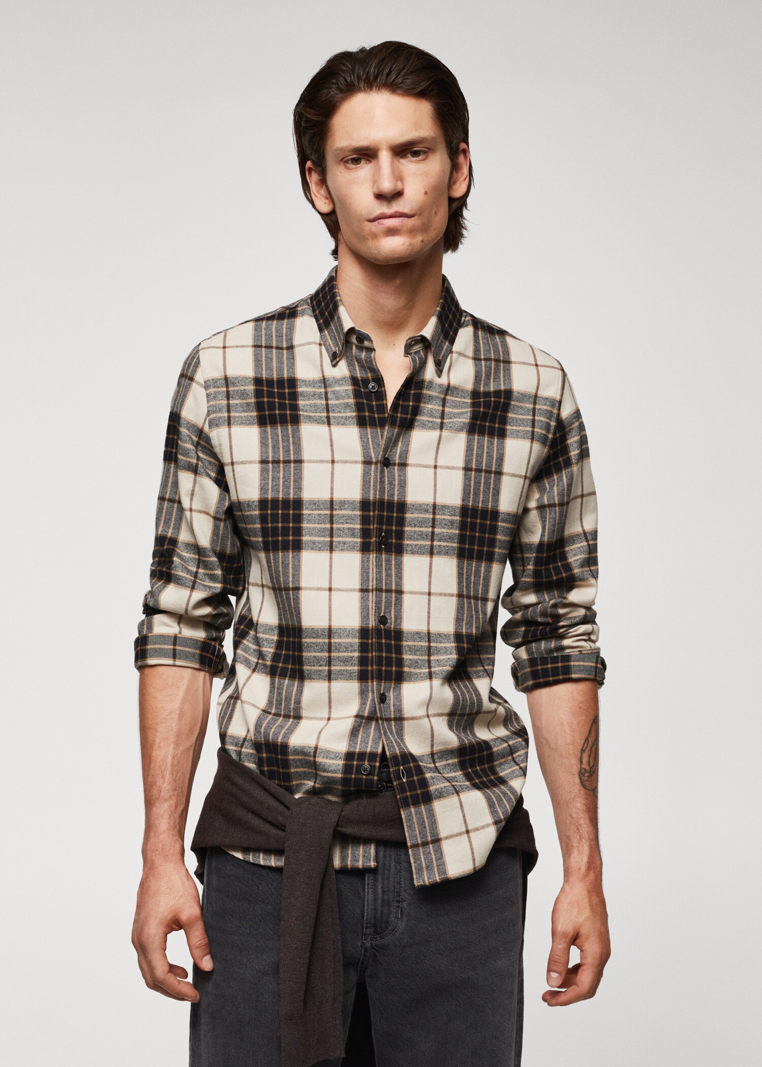 Regular fit checked flannel shirt
