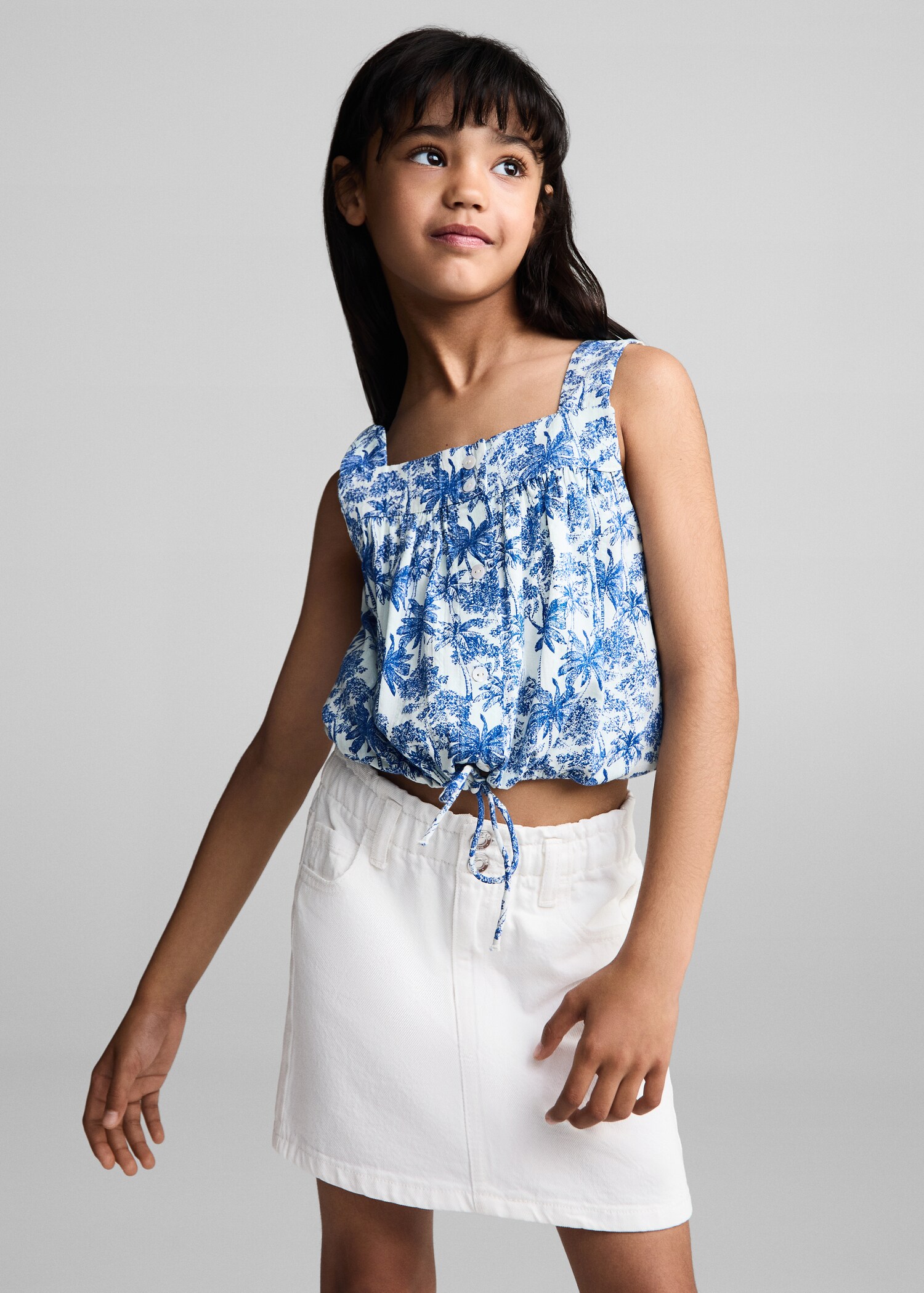 Paperbag denim skirt